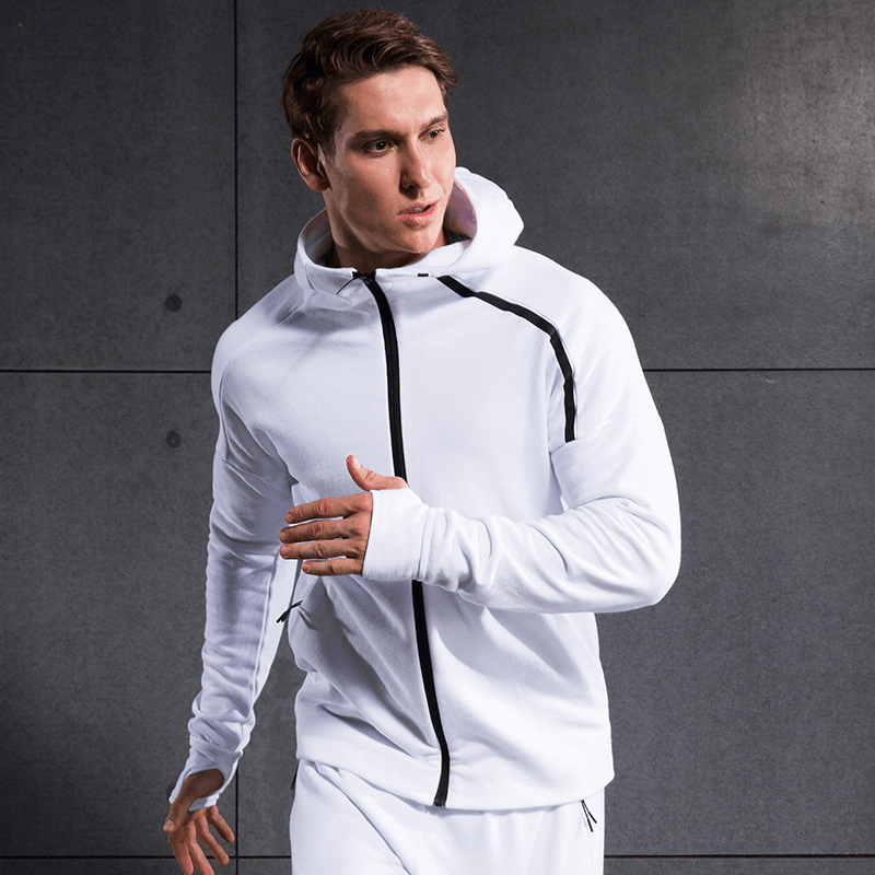 Sports Jacket Men'S and Women'S Long Sleeved Hooded Sweater Zipper Cardigan