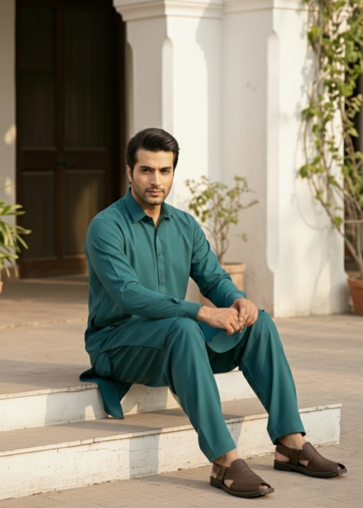 wash & wear Shalwar Kameez in Green