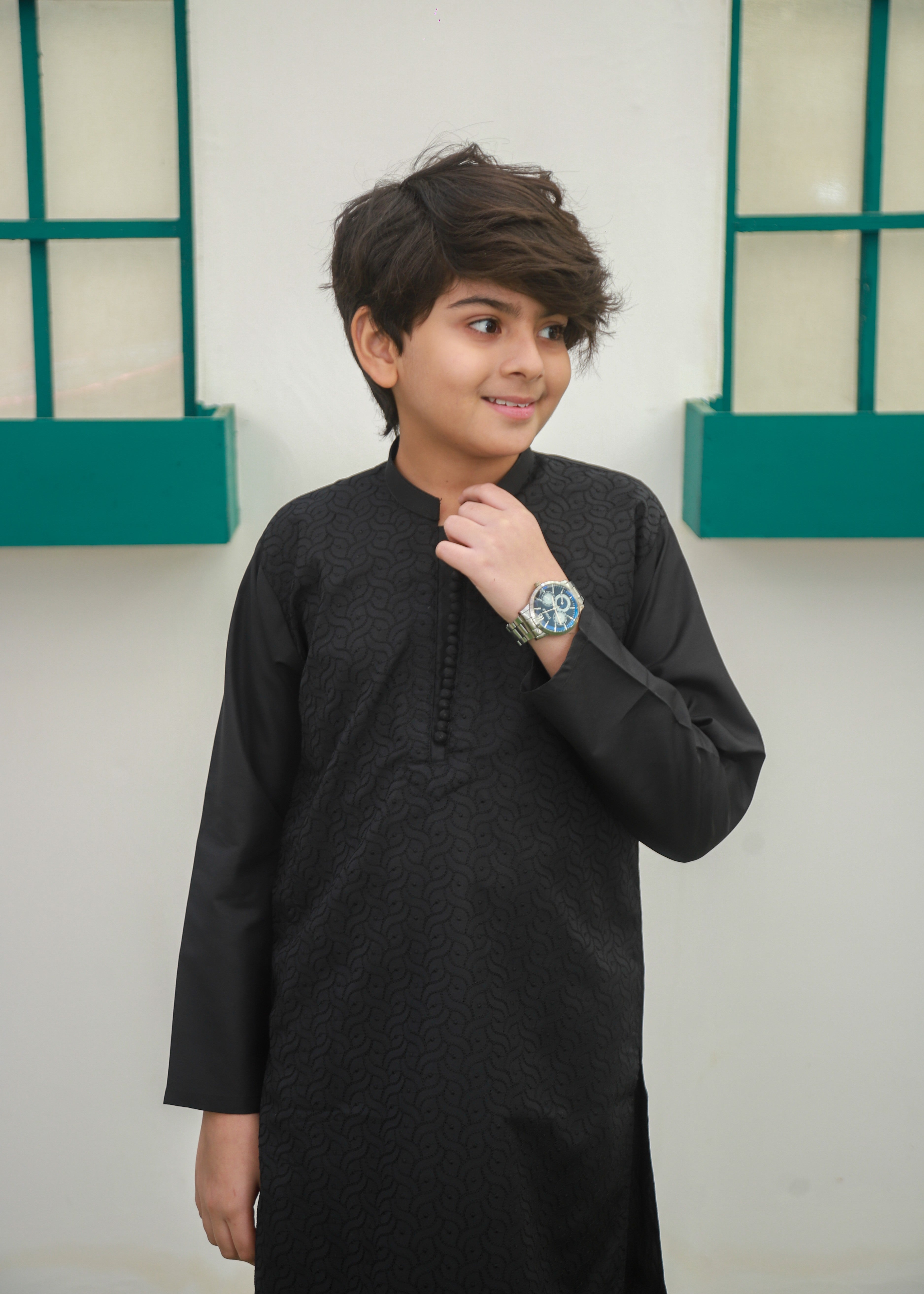 cotton Kurta Set in Onyx