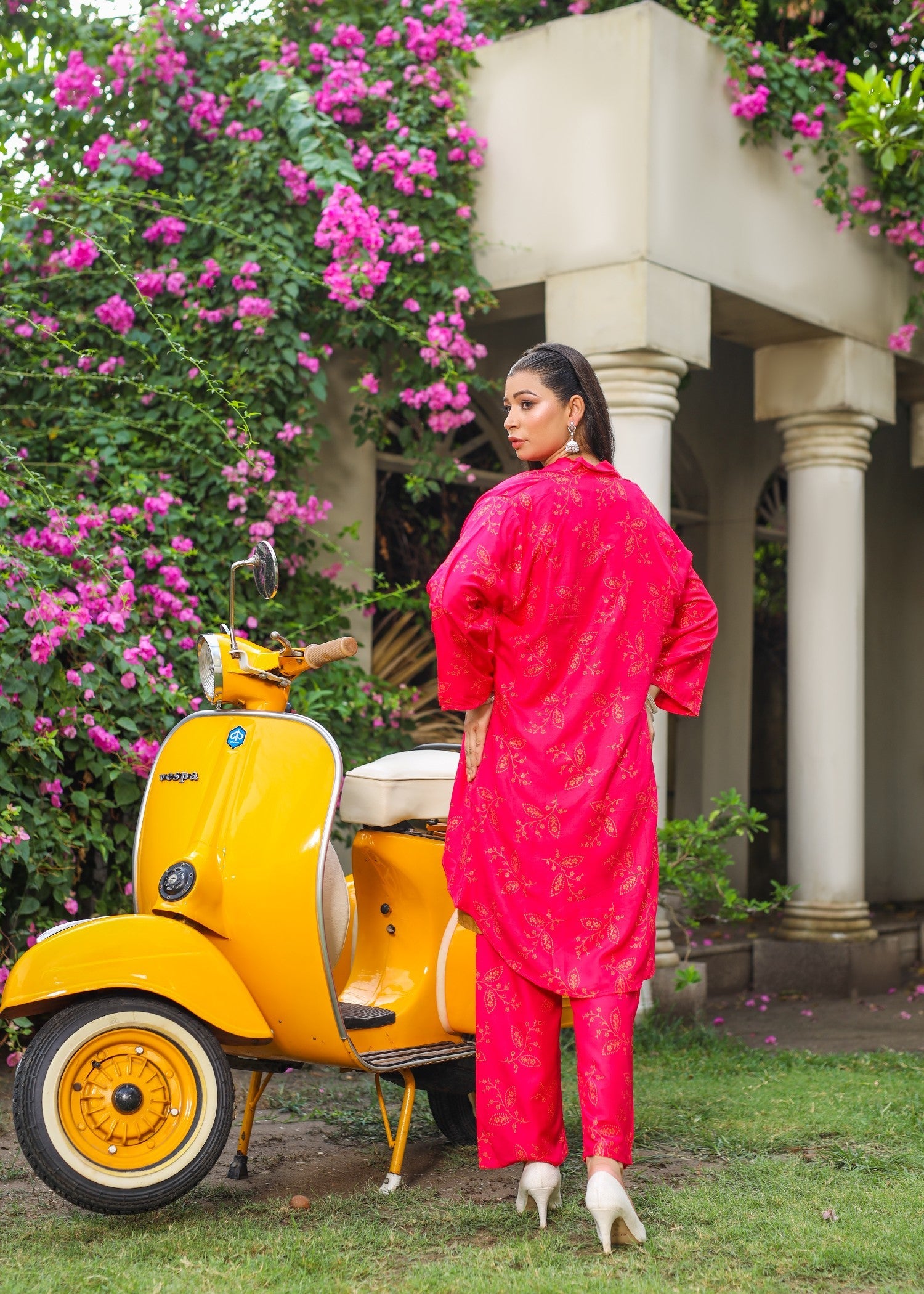 linen Gown in Deep pink