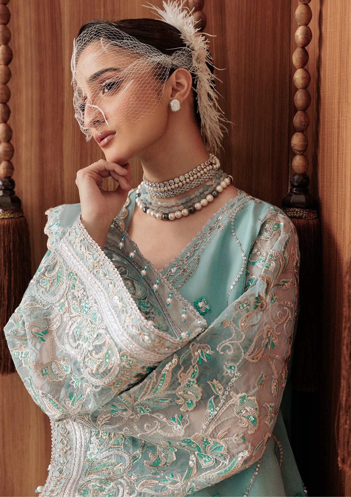 organza Unstitched in Aquamarine
