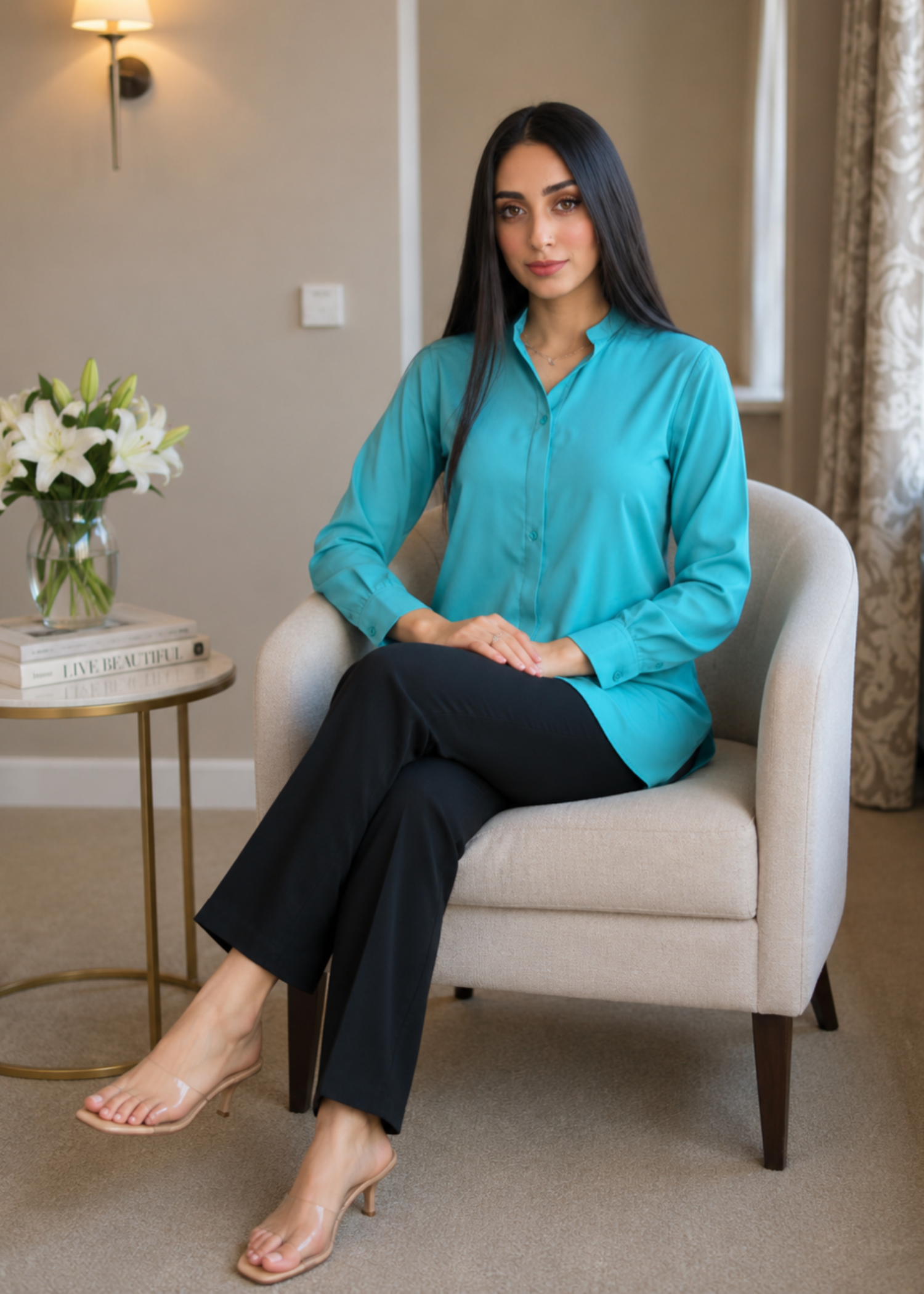 georgette Top in Powder blue