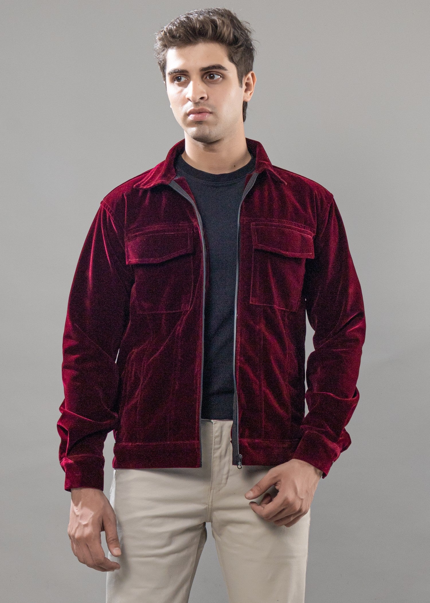 chenille Jacket in Maroon