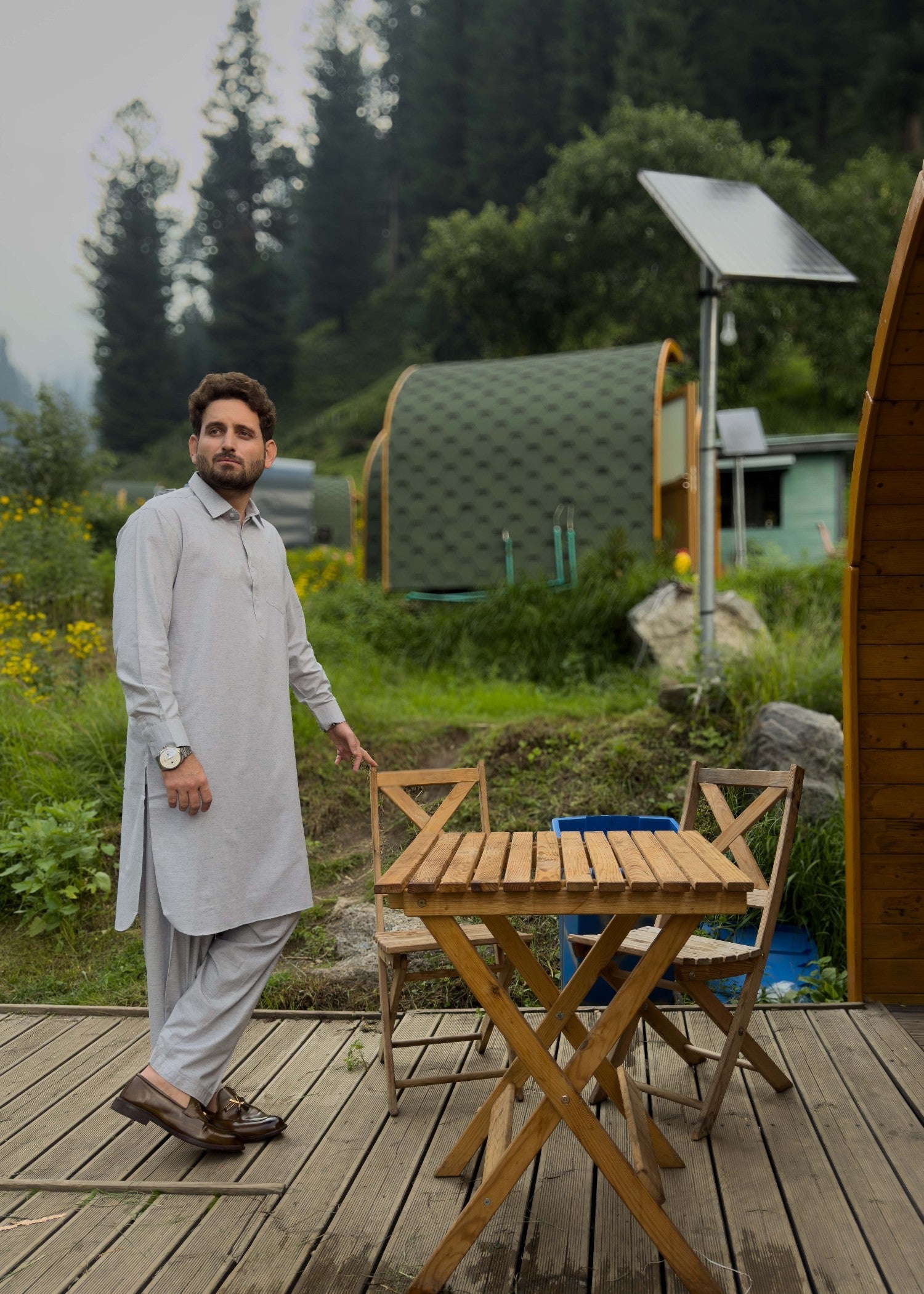 blended karandi Shalwar Kameez in Pastel grey