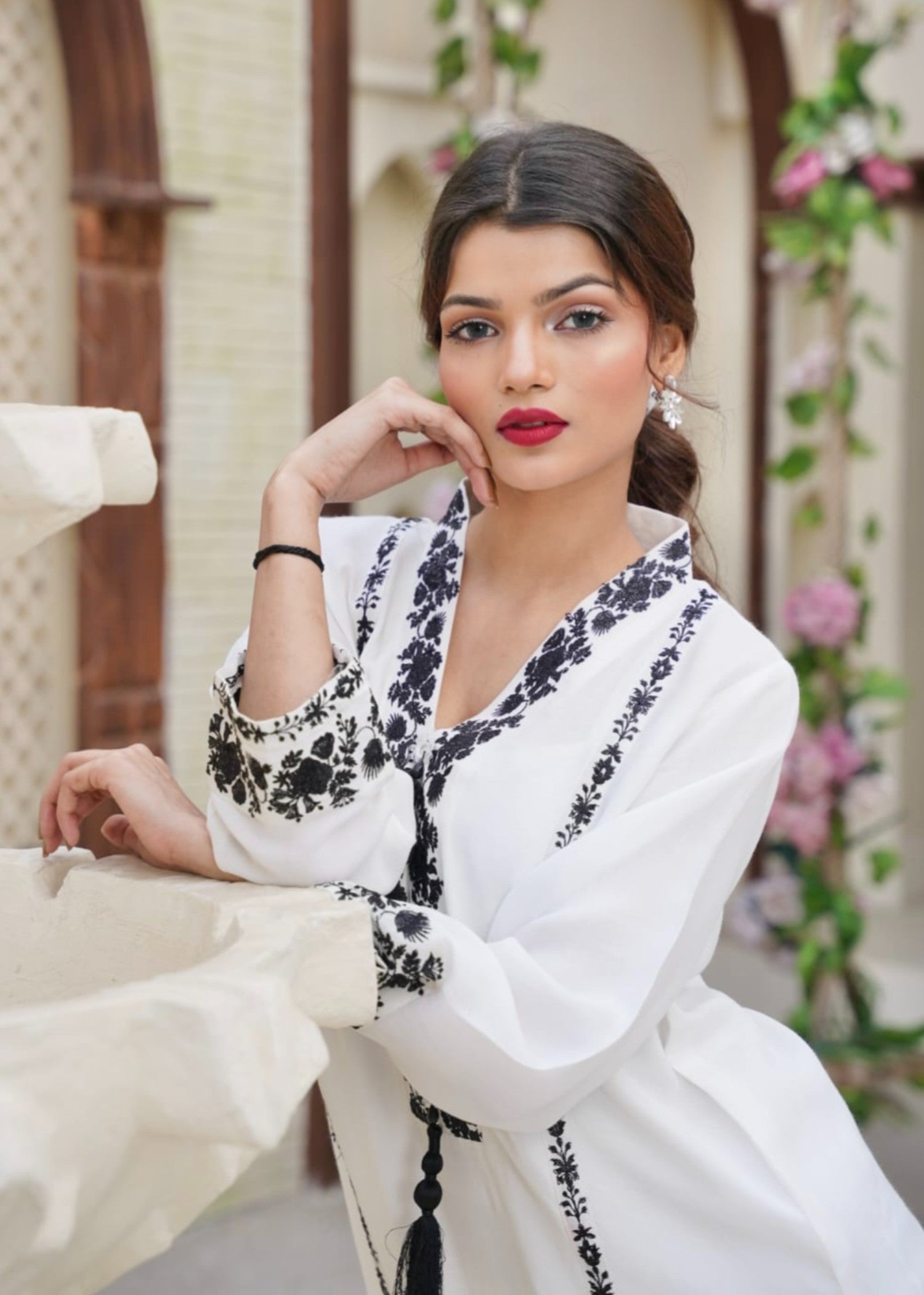 grip Kurta Set in Off-white