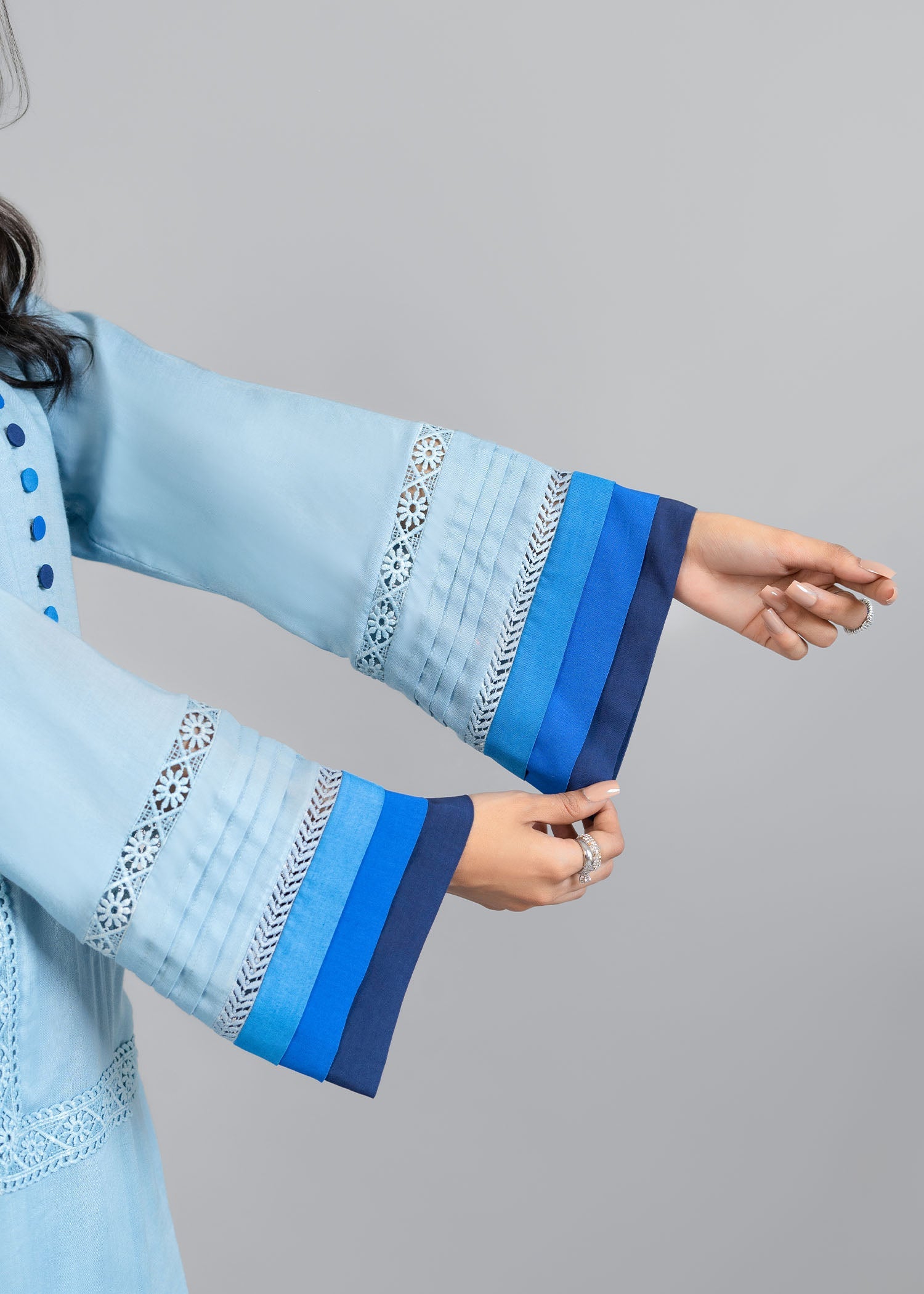 cotton linen Kurta Set in Sky blue