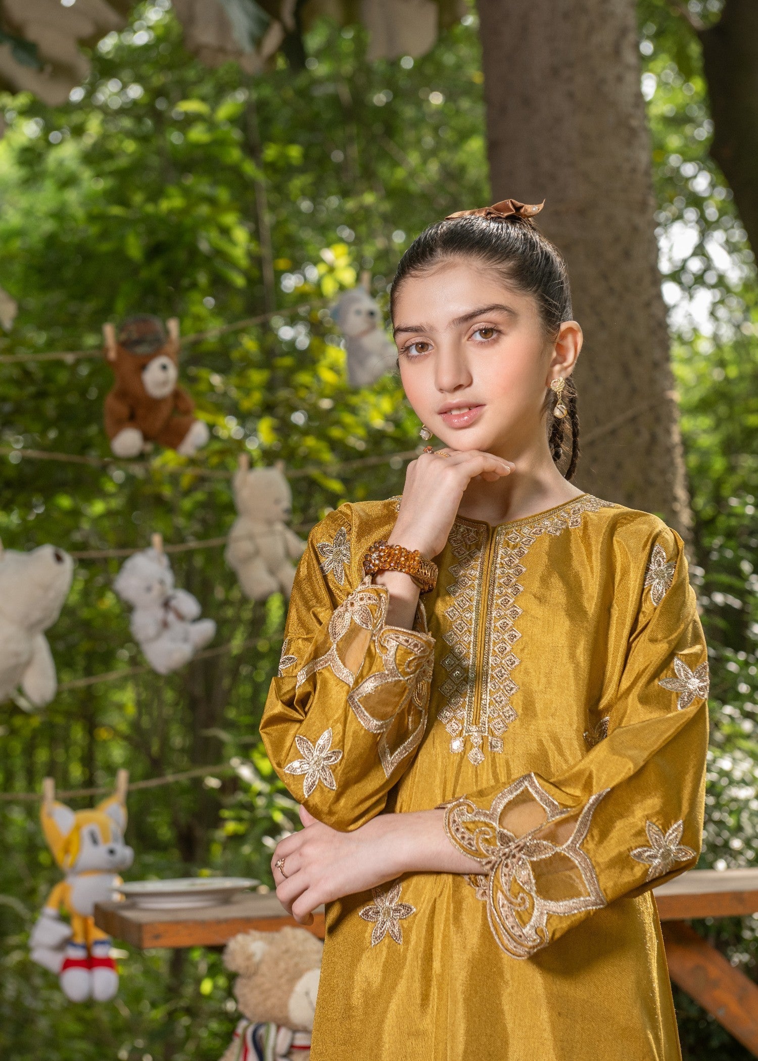 raw silk Kurta Set in Mustard