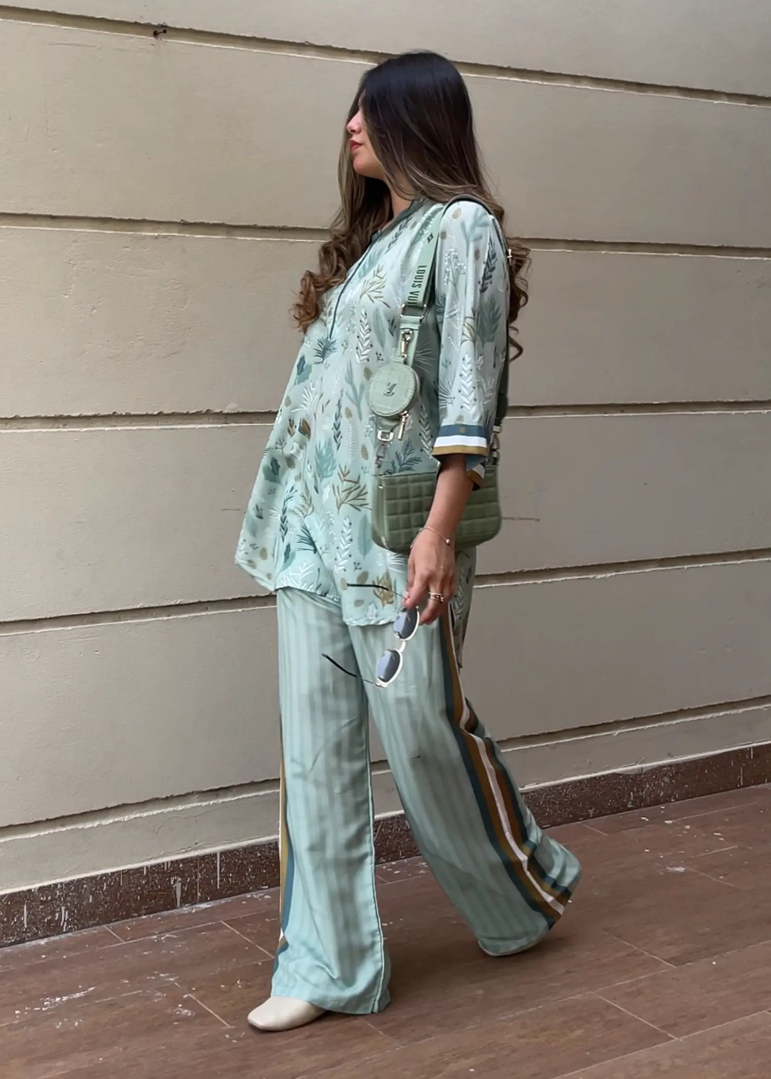 poly lawn Kurta Set in Cloud blue