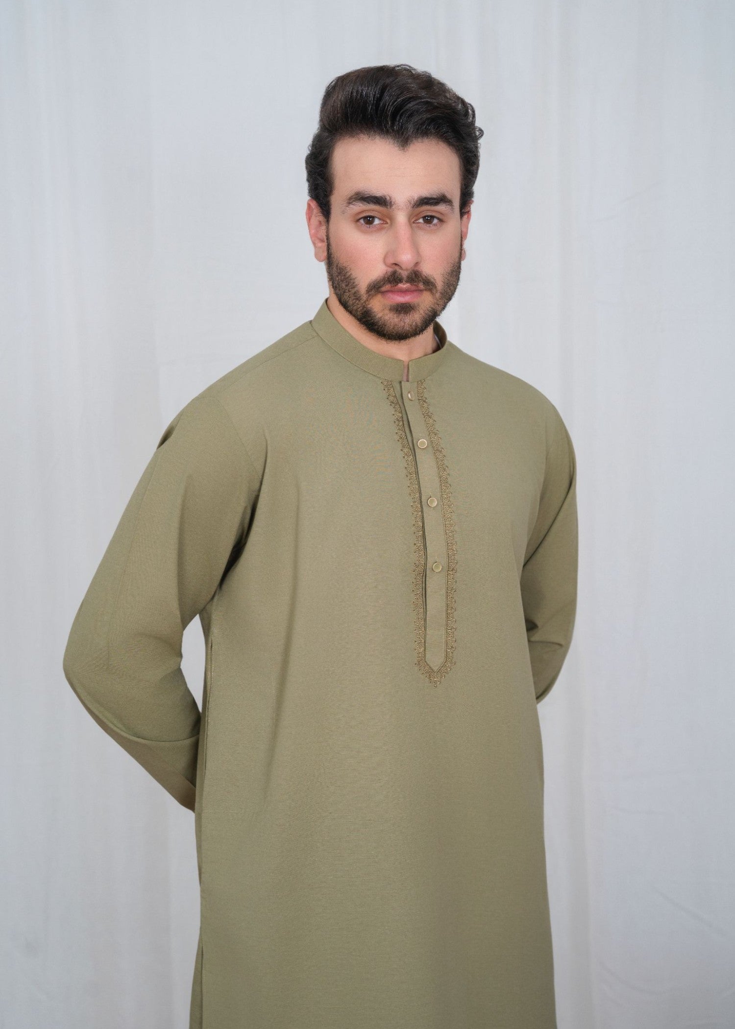 karandi Kurta Set in Pistachio green