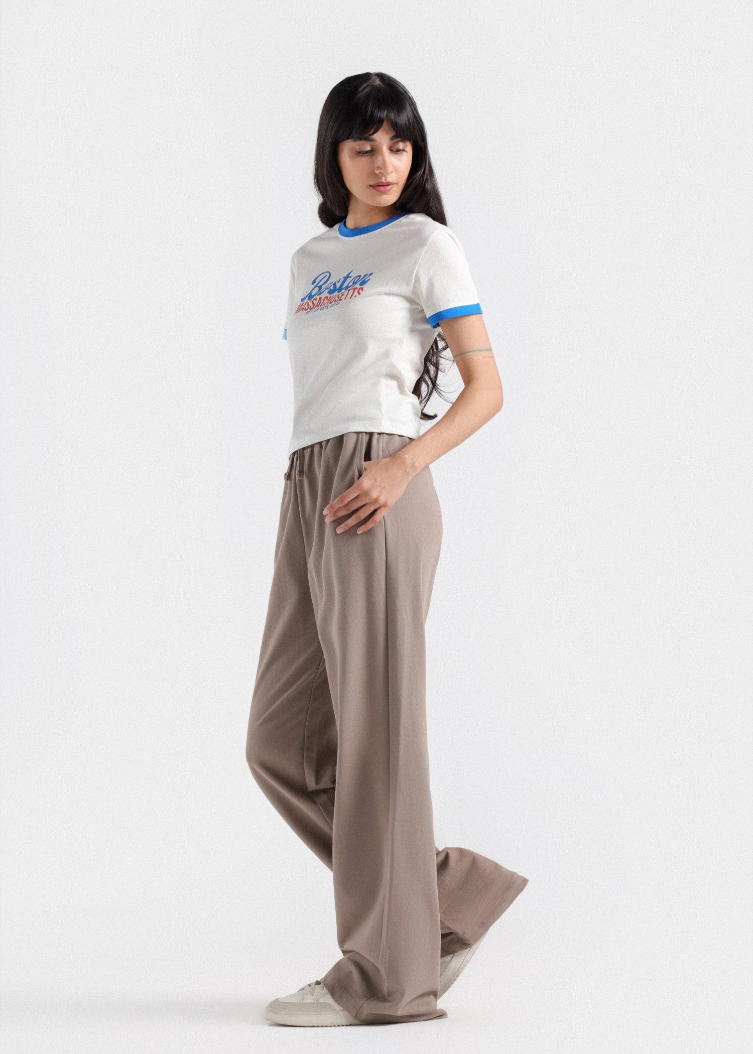 cotton T Shirt in Blue, white