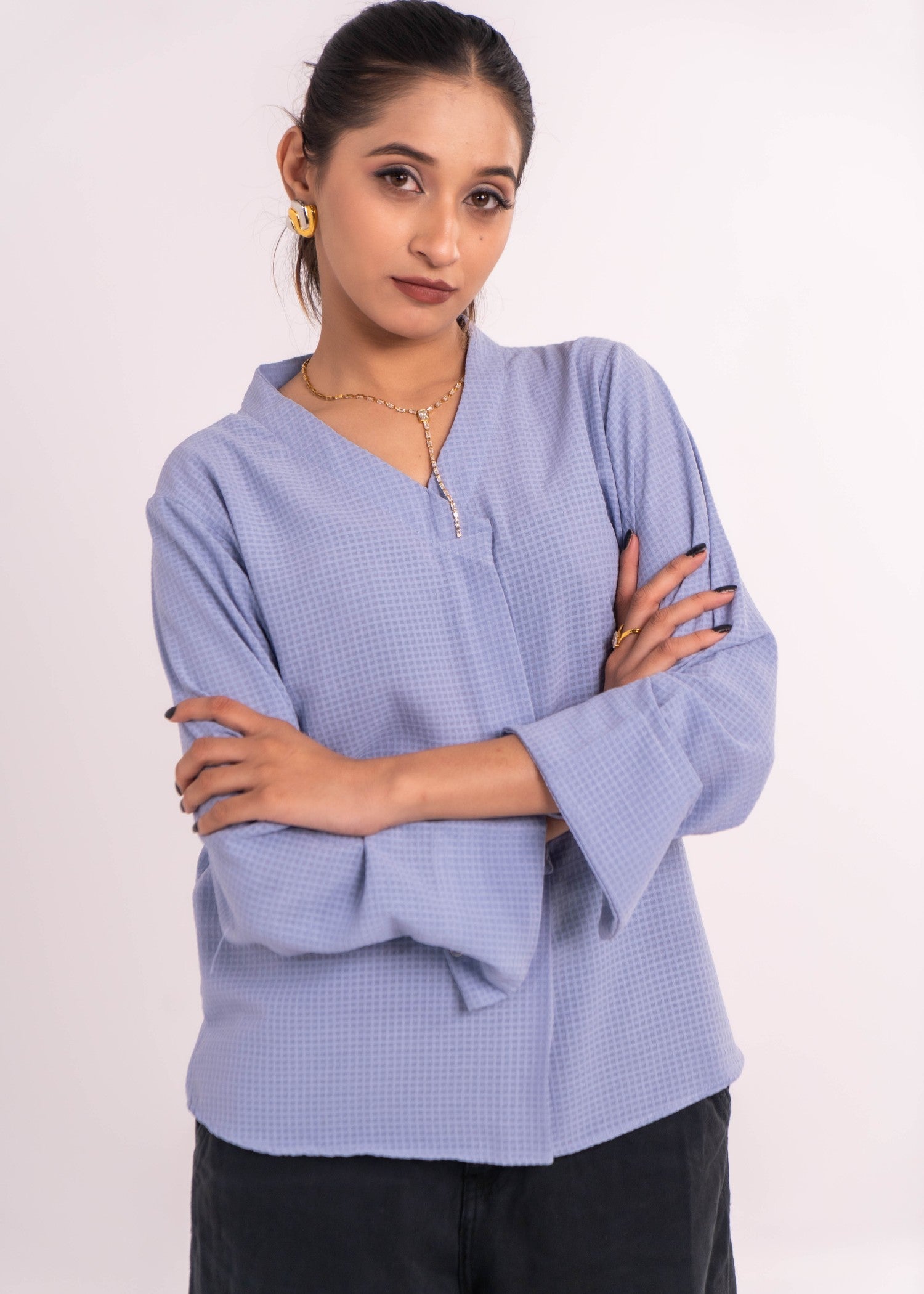 georgette Top in Frost blue