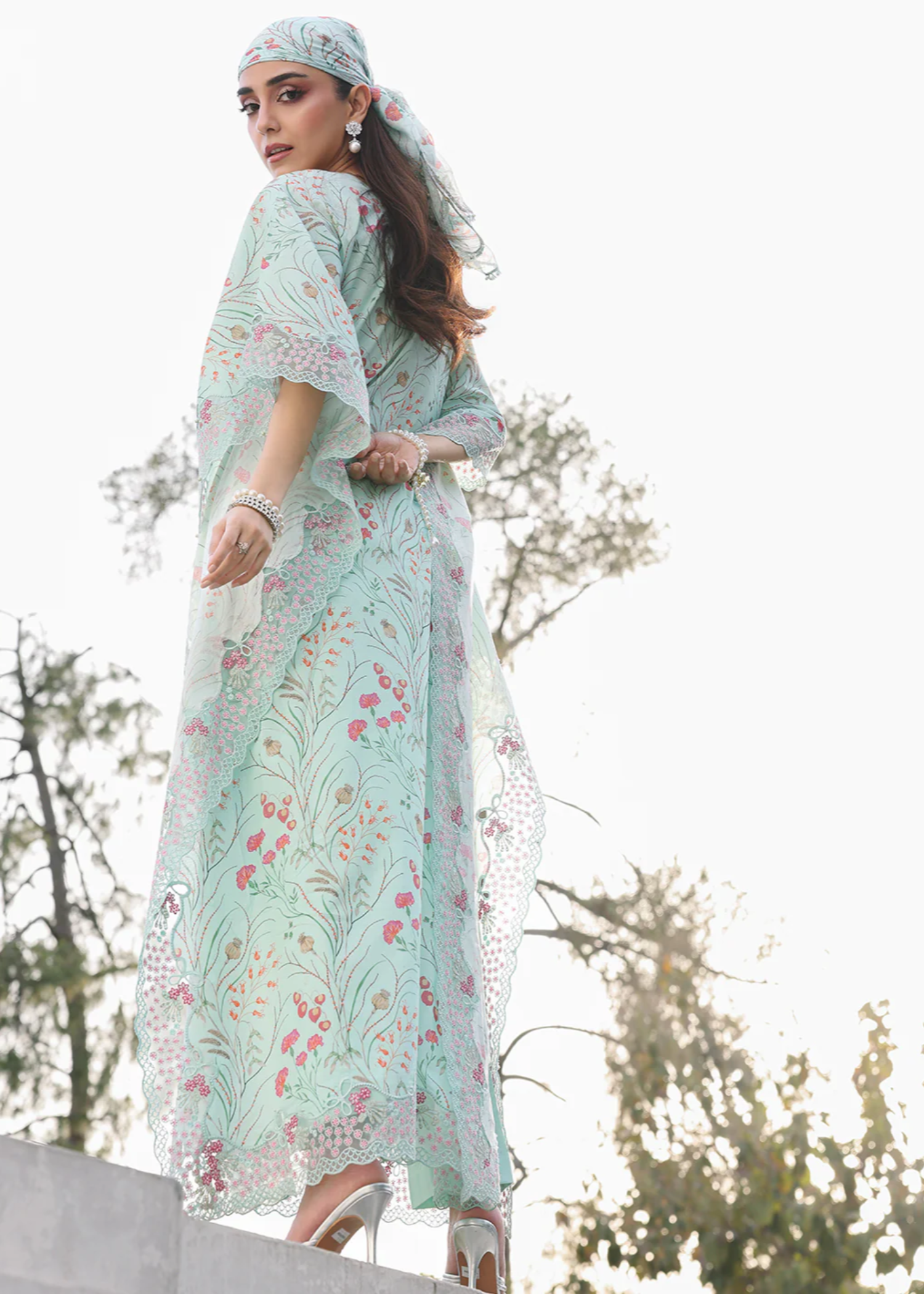 lawn Kaftan in Aquamarine