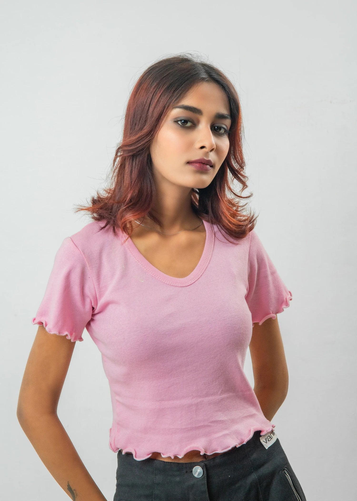 jersey knit Top in Baby pink