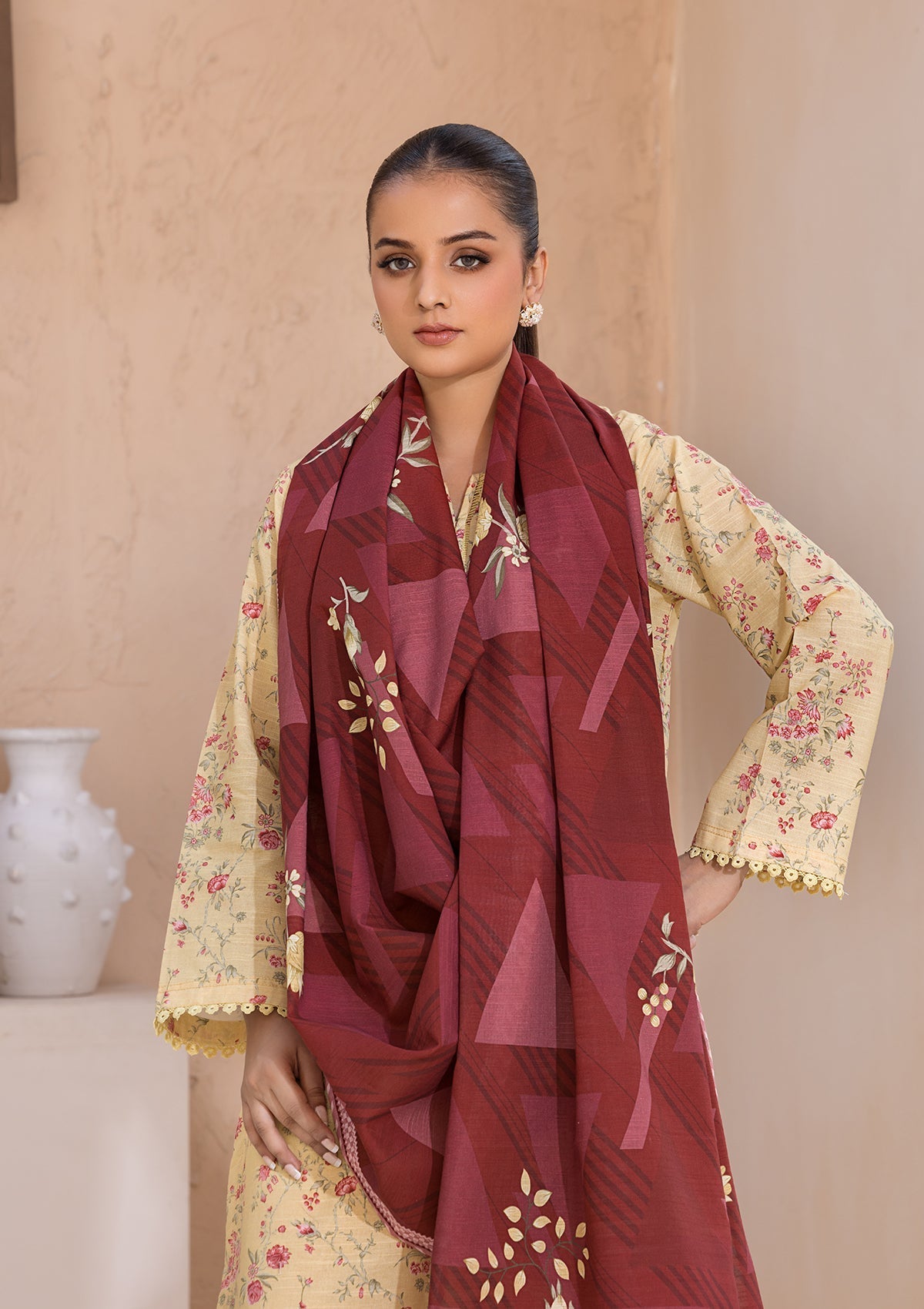 khaddar Kurta Set in Yellow