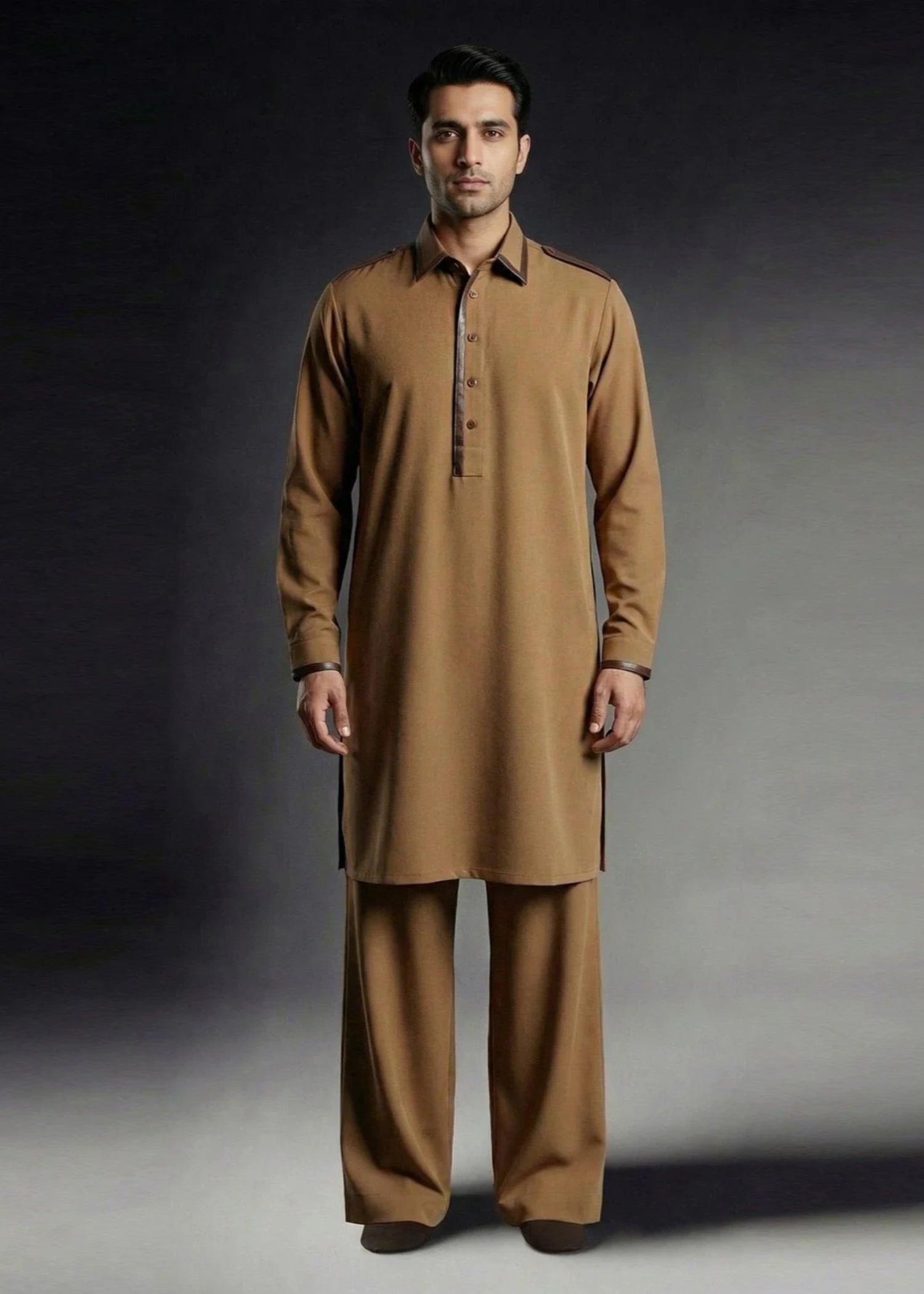 cotton linen Kurta Set in Hazelwood brown
