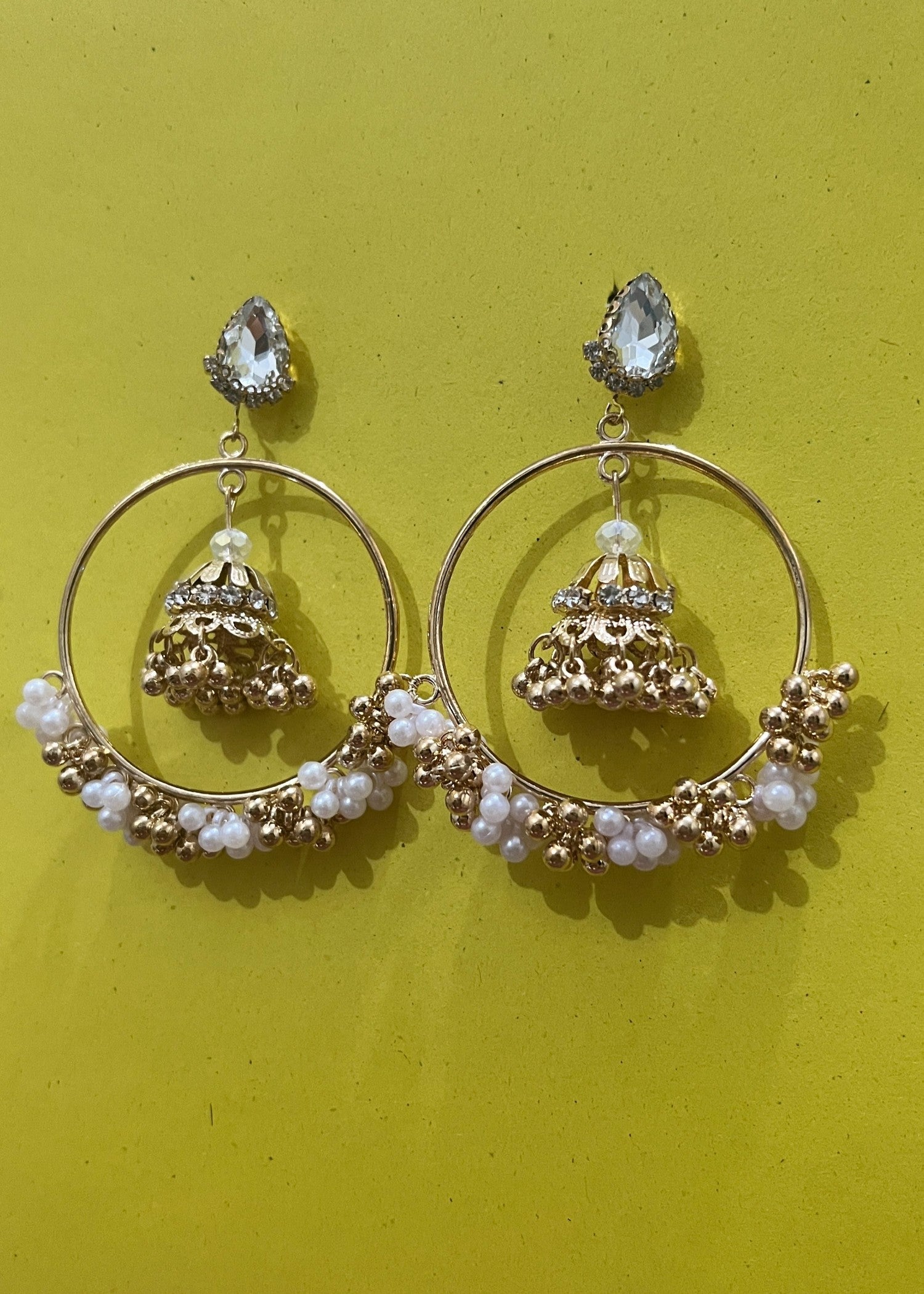 Earrings in White, golden orange Color by - Trendy Women Earrings TKC3305