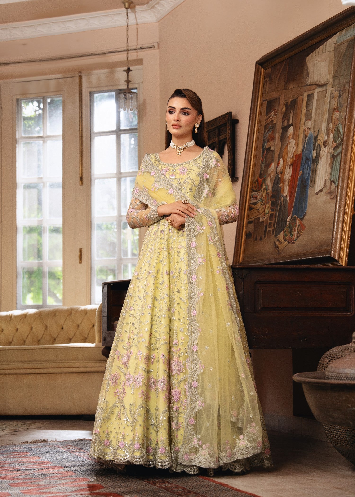 net Pishwas in Light yellow
