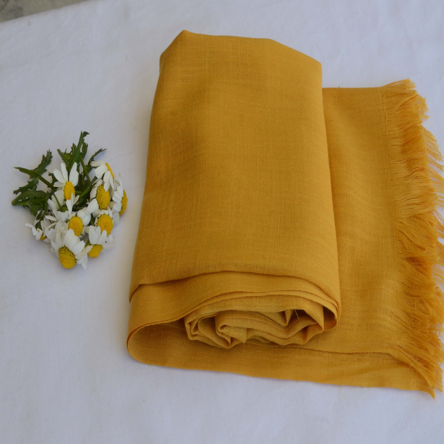 slub lawn Hijab in Mustard