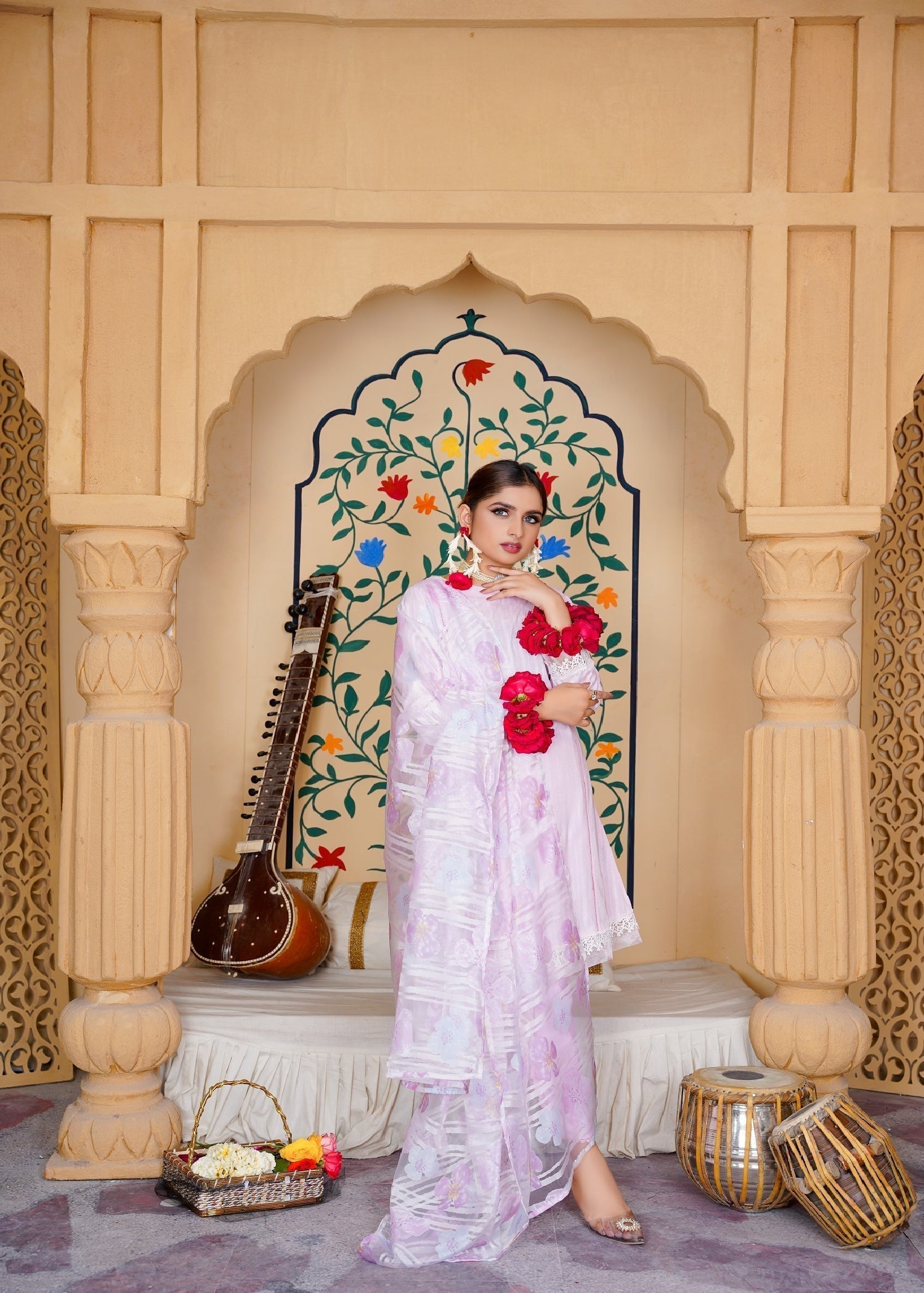 lawn Short Frock in Baby pink