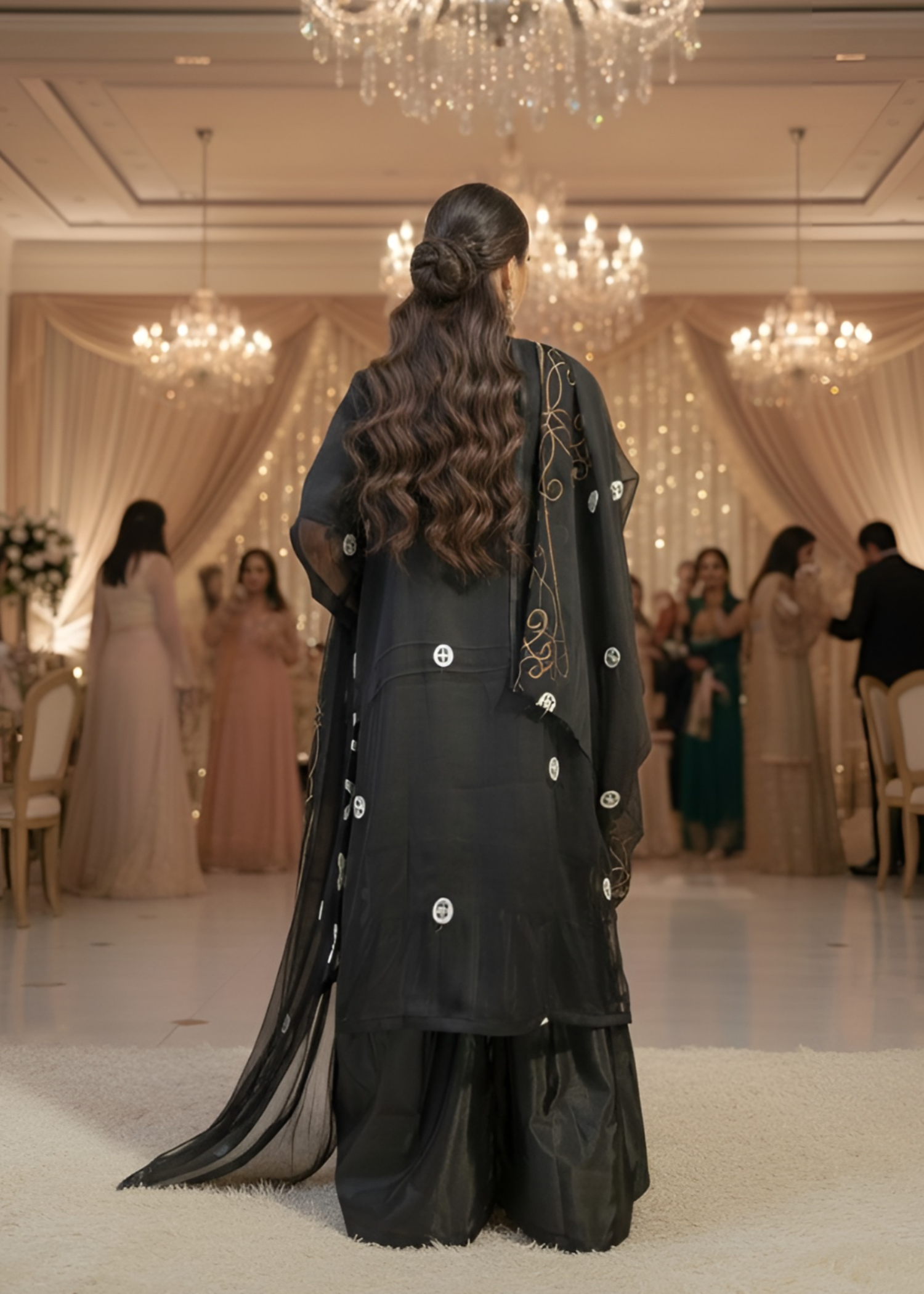 chiffon Gharara in Black