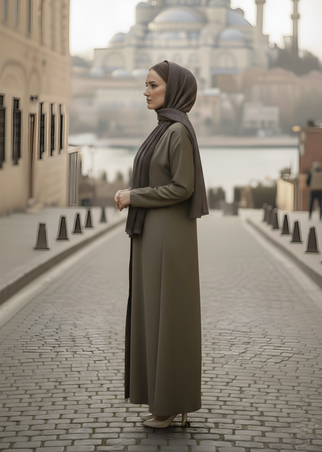 nidha Abaya in Olive green