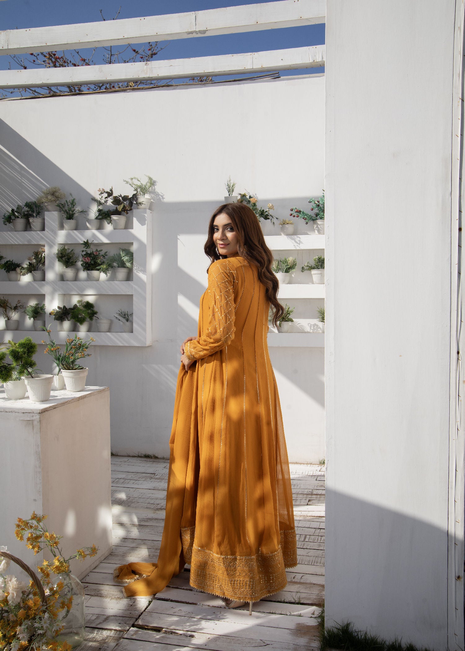 chiffon Maxi in Copper orange