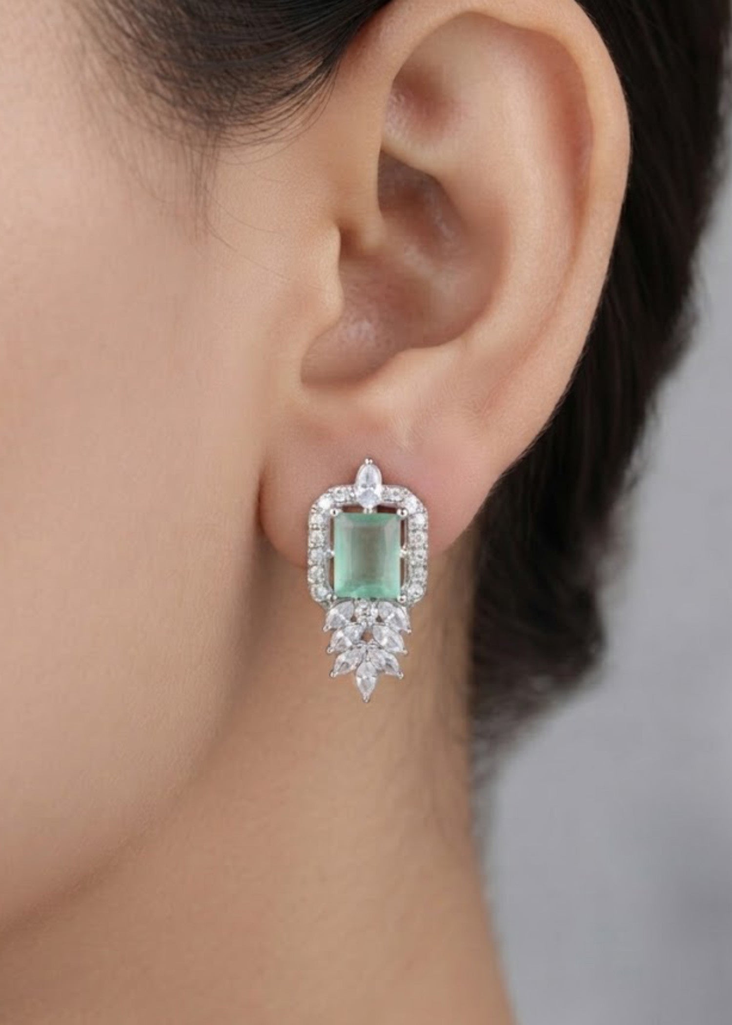 Jewelry Set in Silver, mint green Color by - Trendy Women Jewelry Set MLV1523