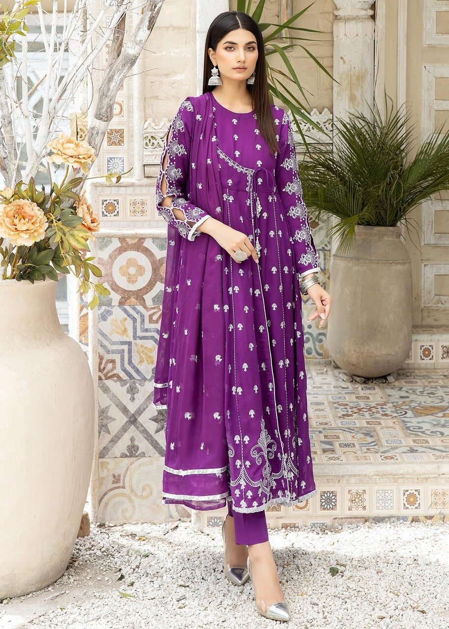 chiffon Angrakha in Purple