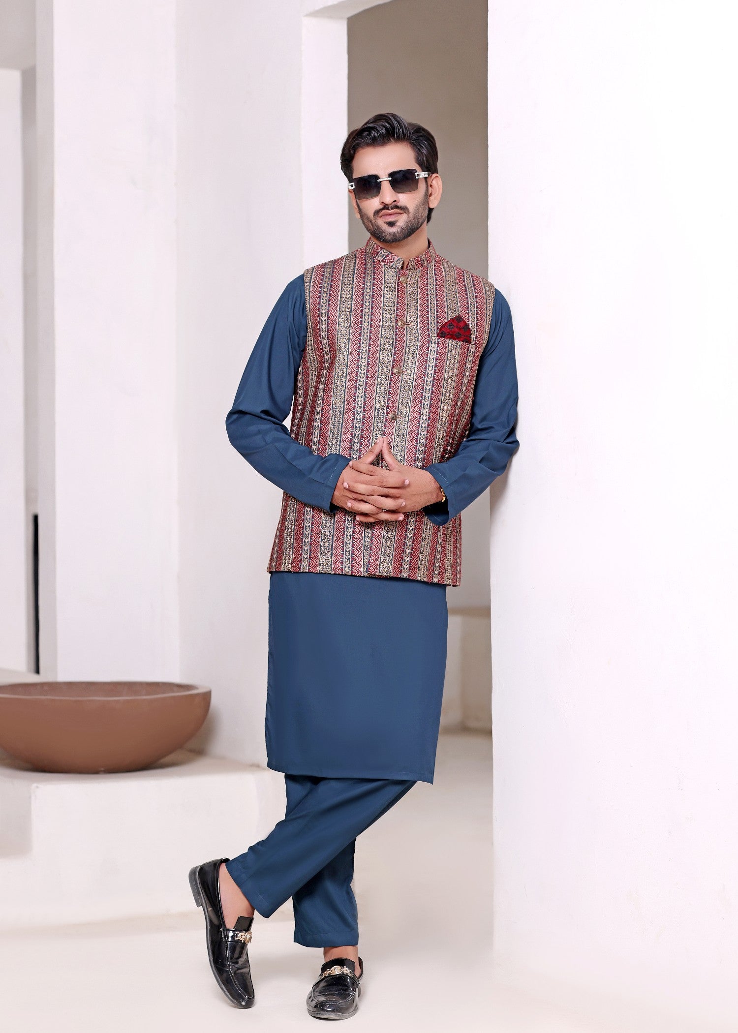 jamawar Waistcoat in Multi