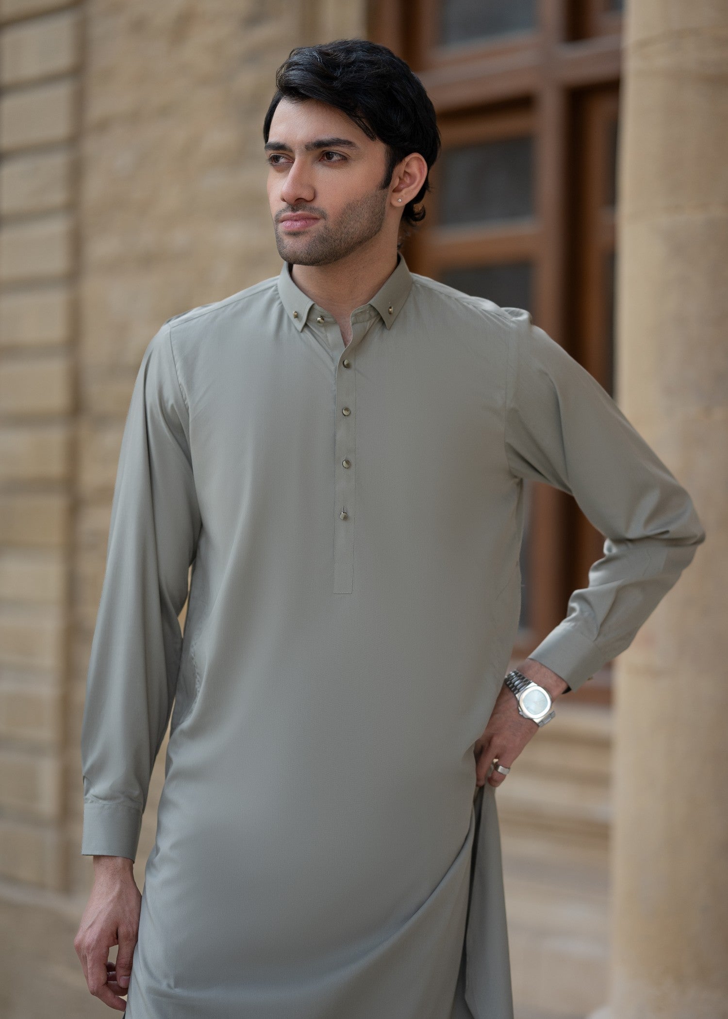 wash & wear Kurta Set in Sage green