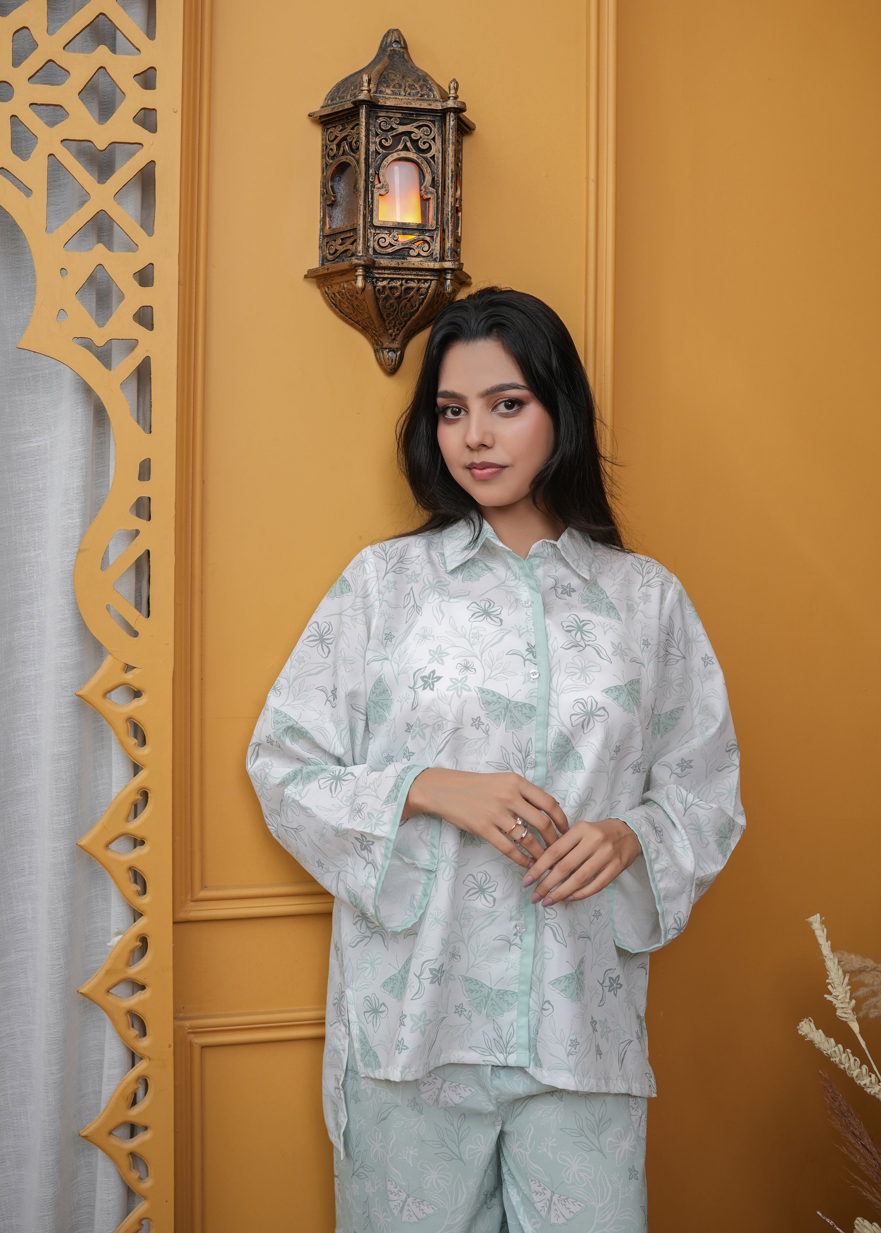 poly lawn Co ord Sets in Light cyan