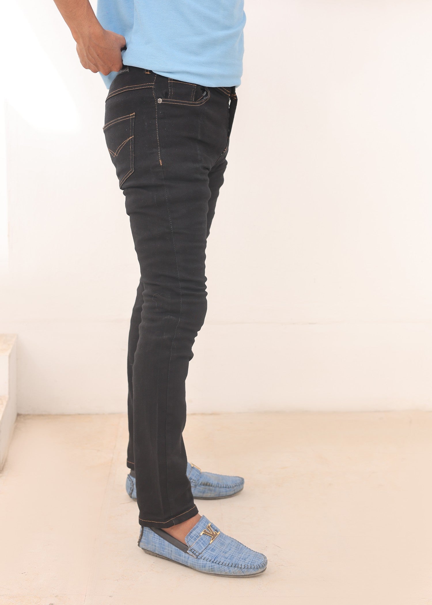 polycotton Jeans in Deep black