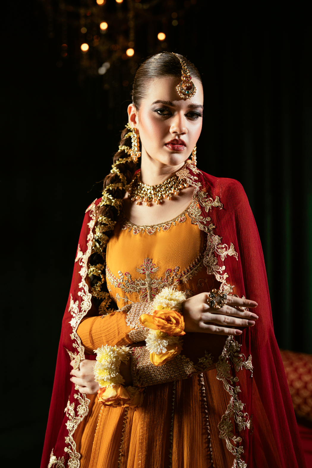 chiffon Pishwas in Mustard