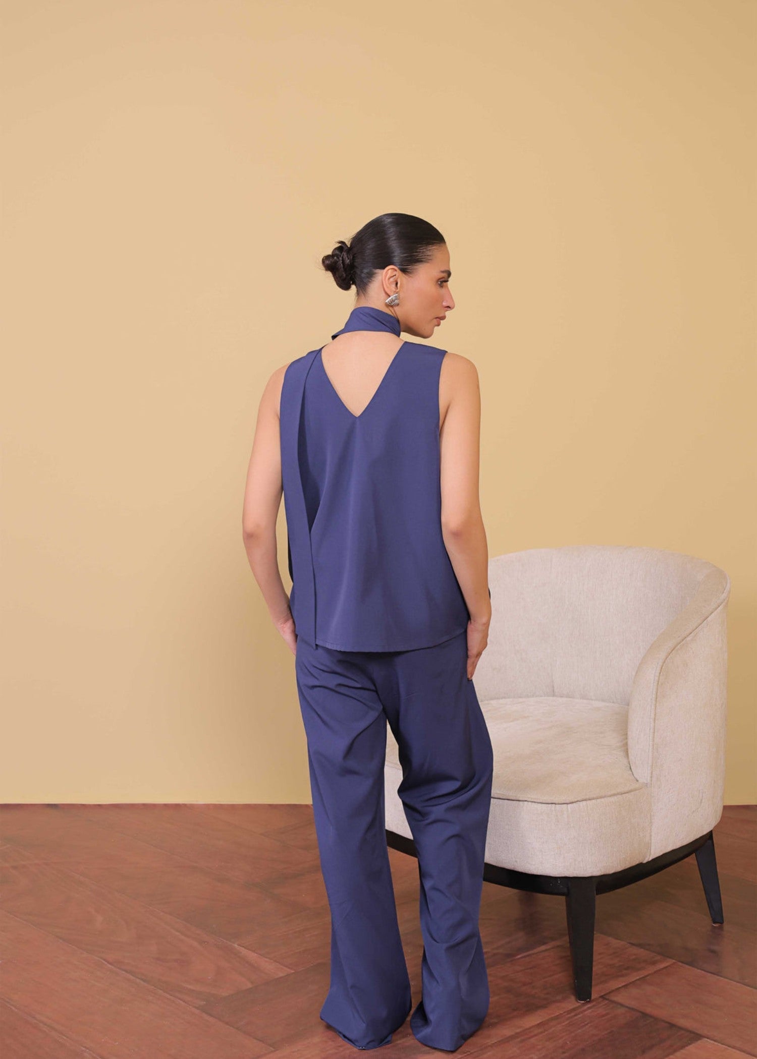 polyester Trousers in Indigo