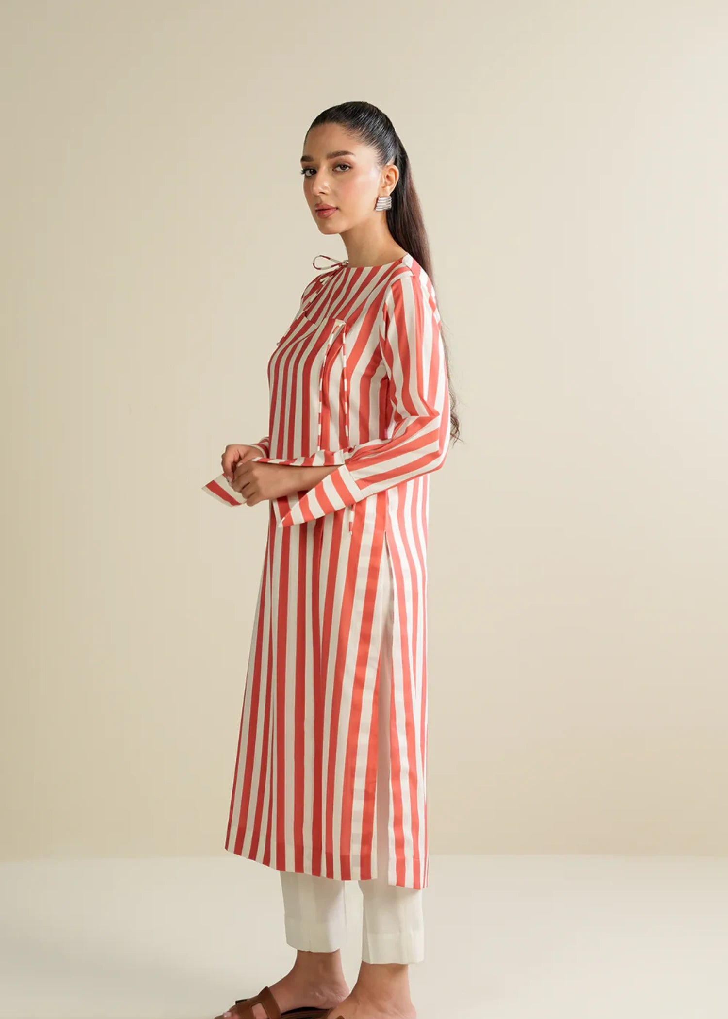 crepe Kurti in Orange