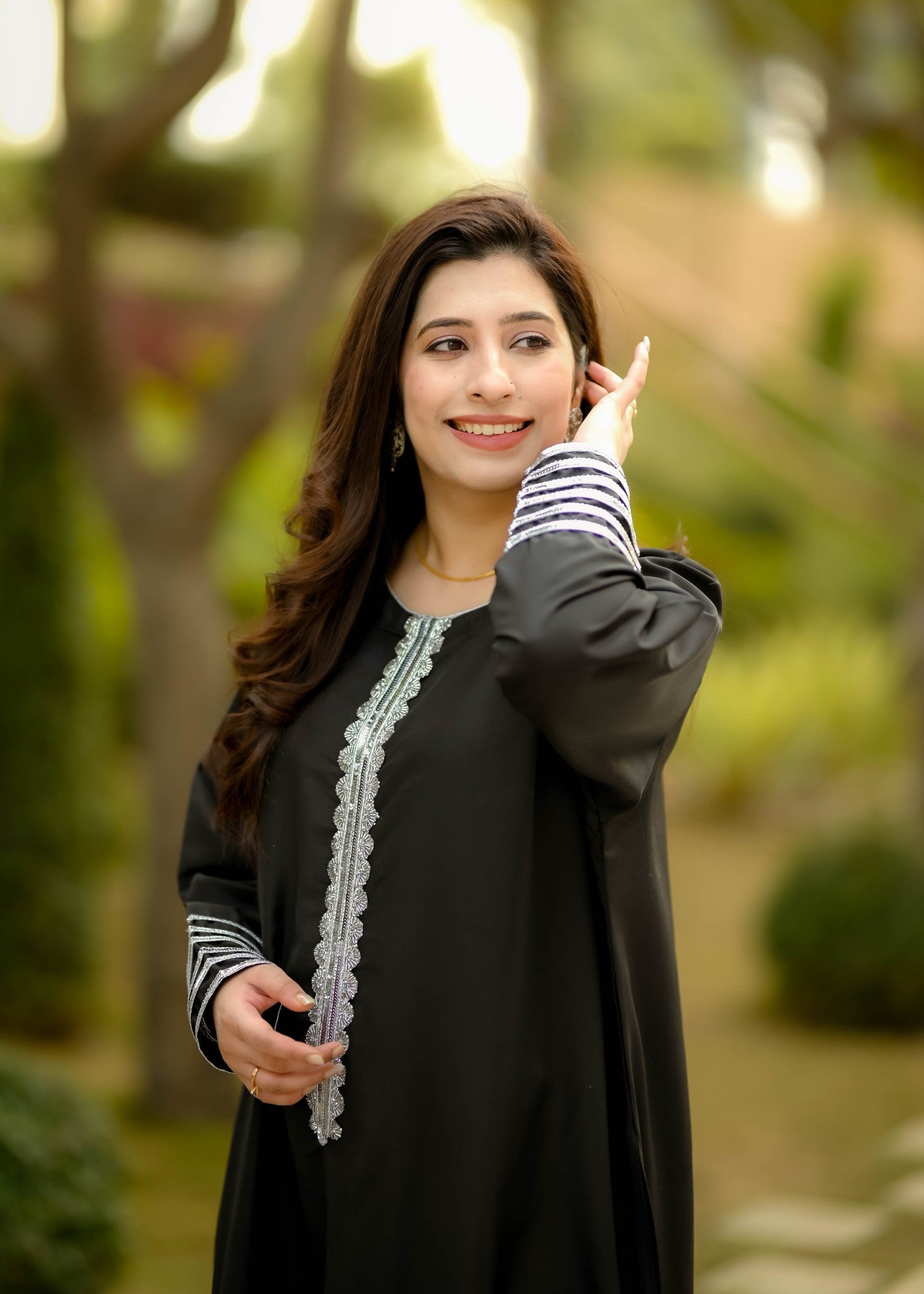 silk Kaftan in Jet black
