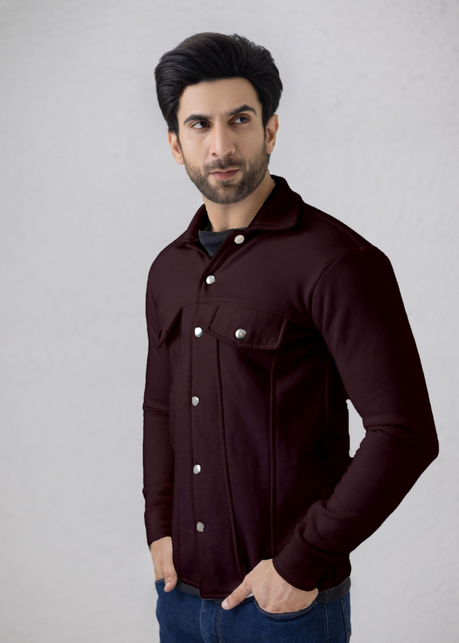 fleece Jacket in Maroon