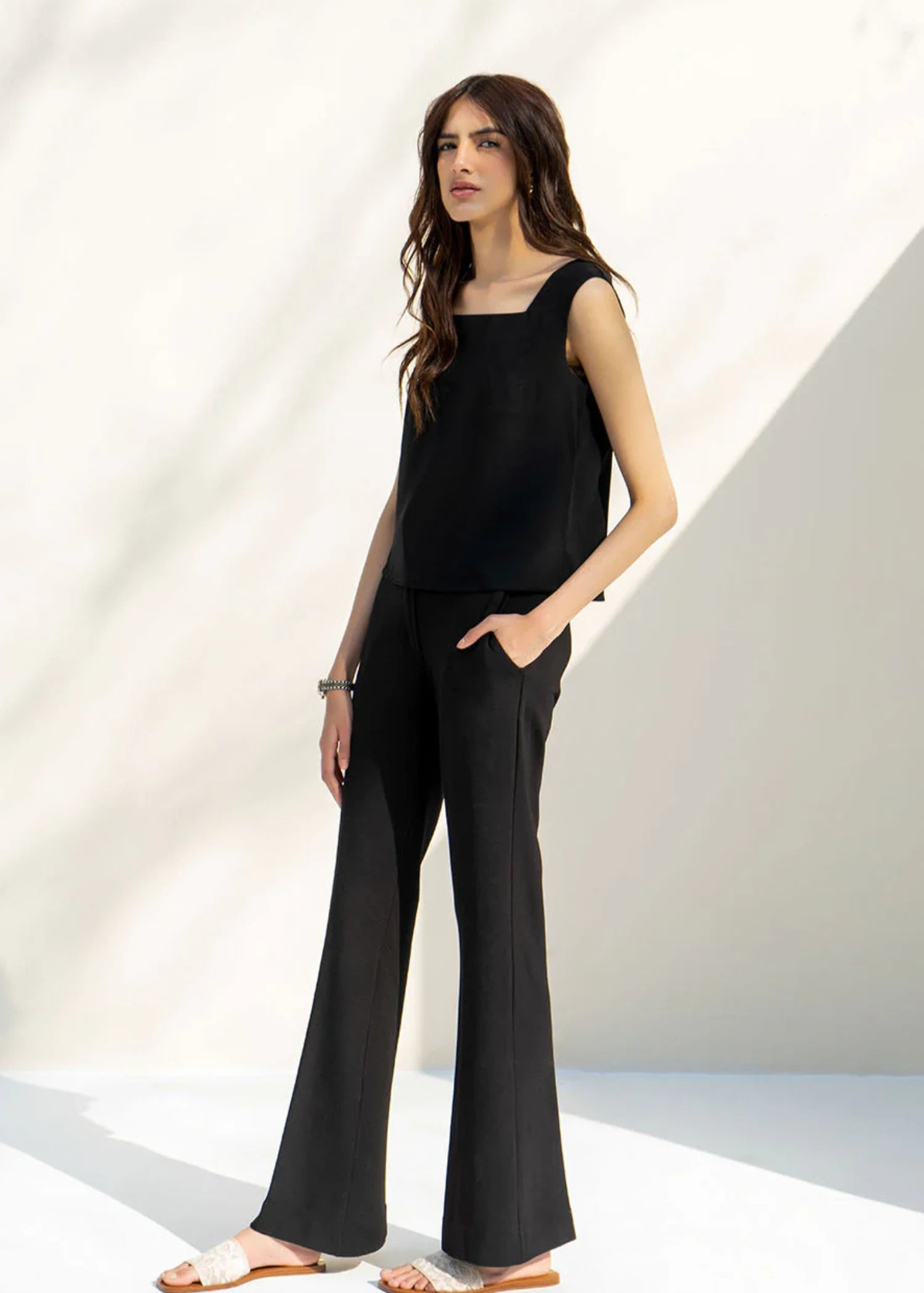 crepe Tank Top in Black