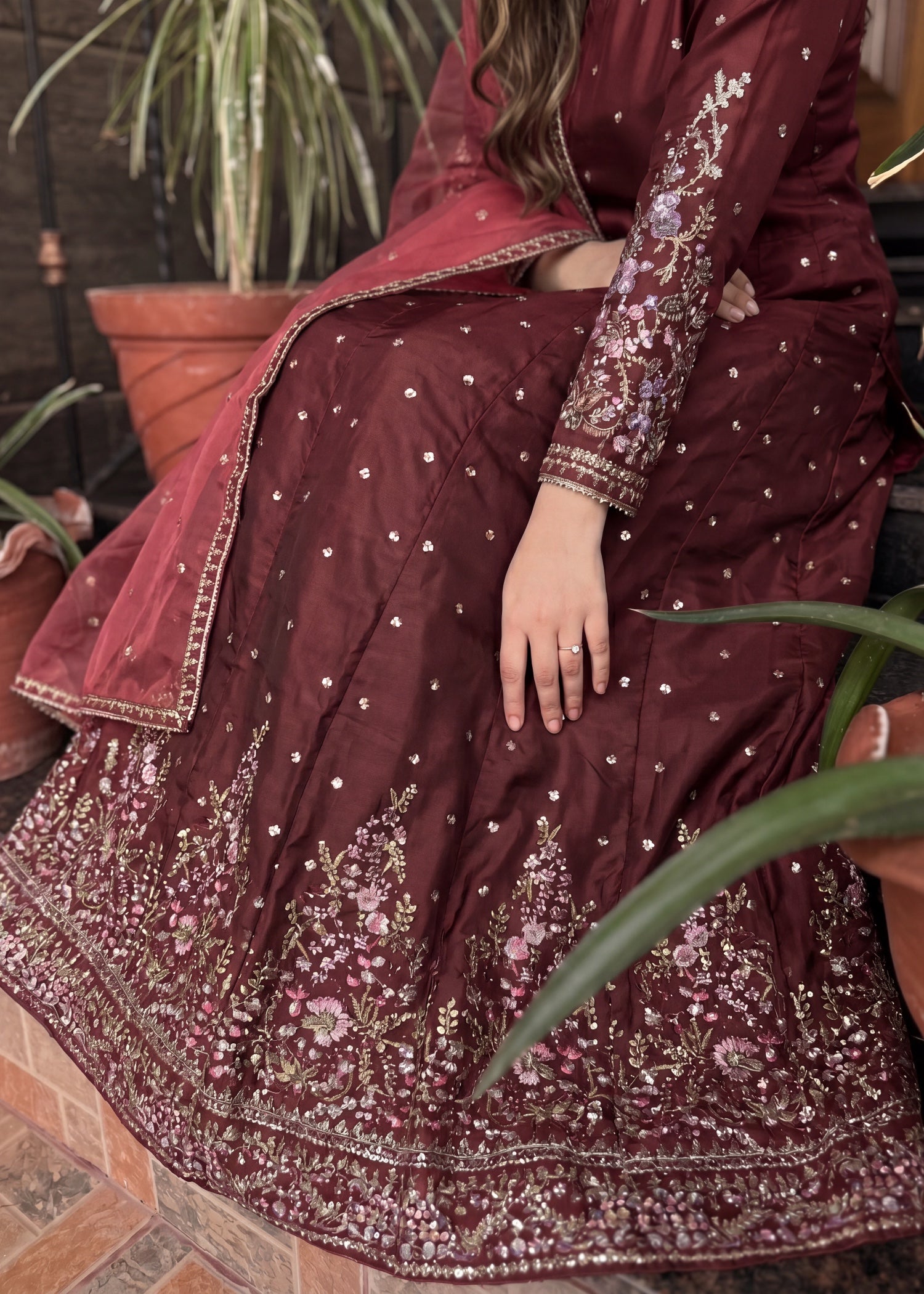 silk Maxi in Maroon