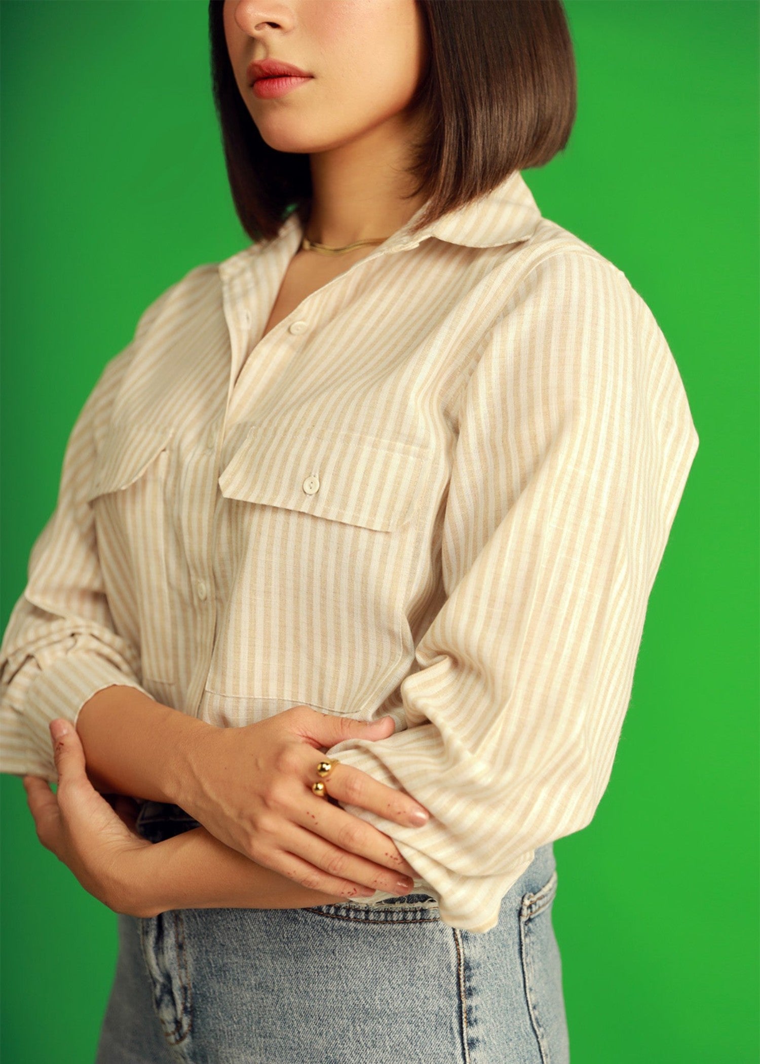 poplin Top in Beige