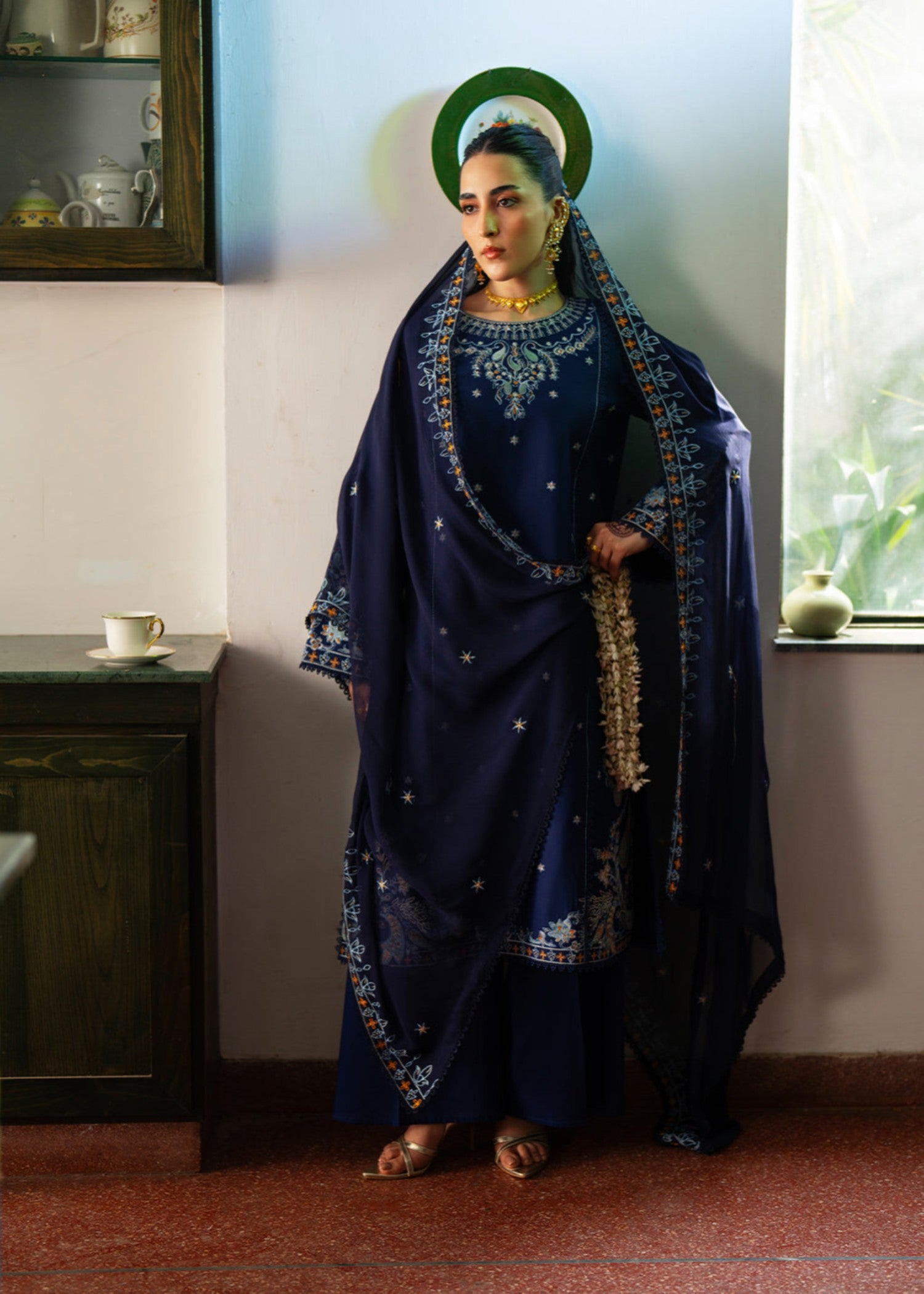lawn Unstitched in Navy blue