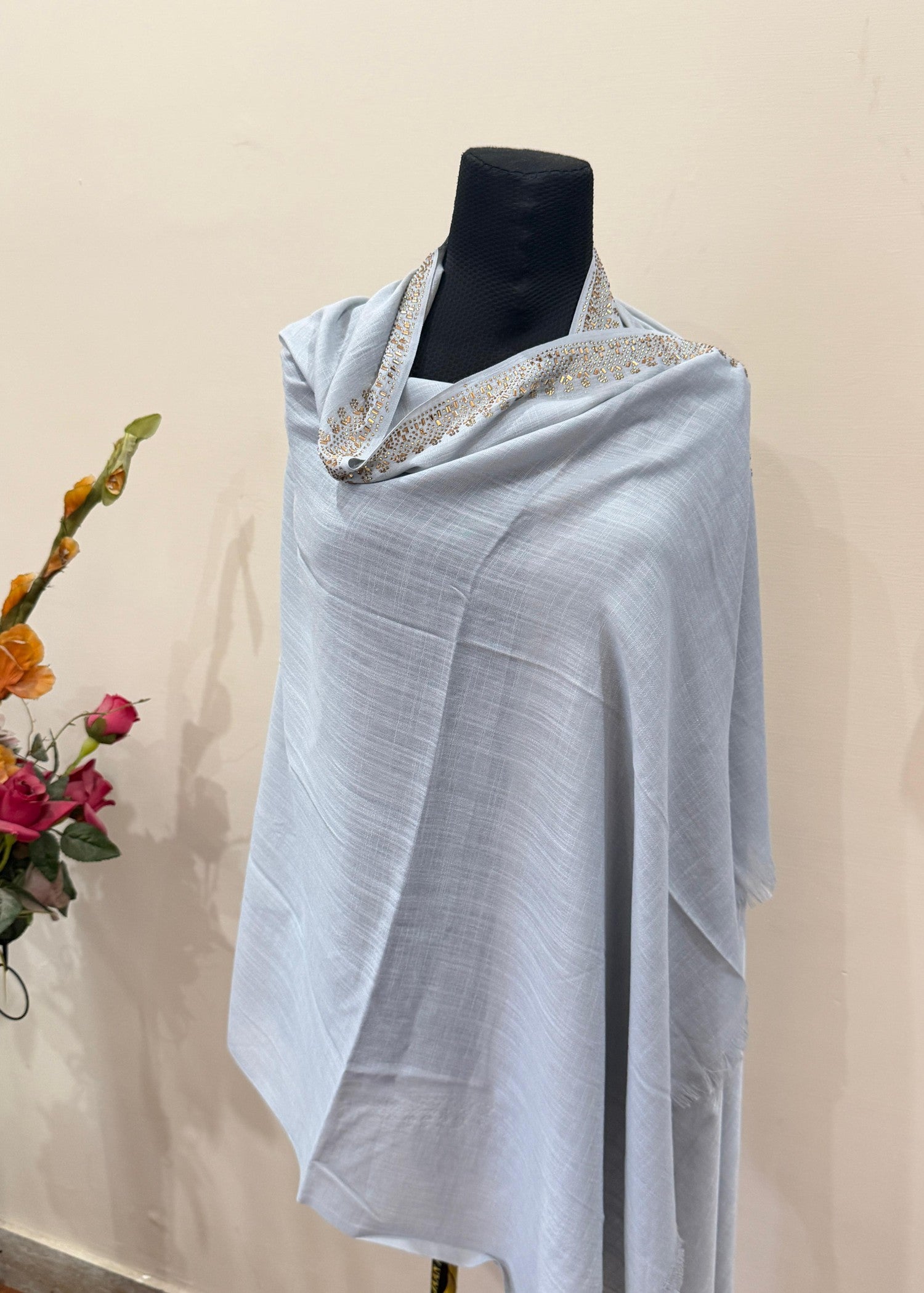 slub lawn Hijab in Light grey
