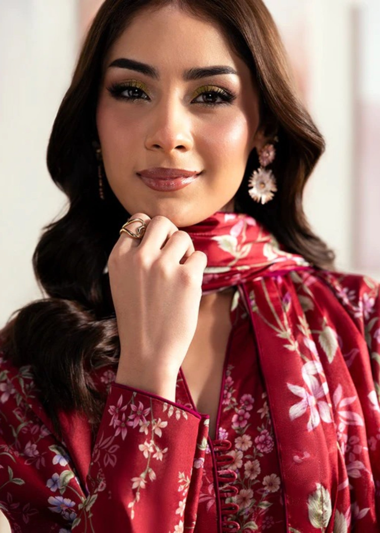 poly lawn Sharara in Red