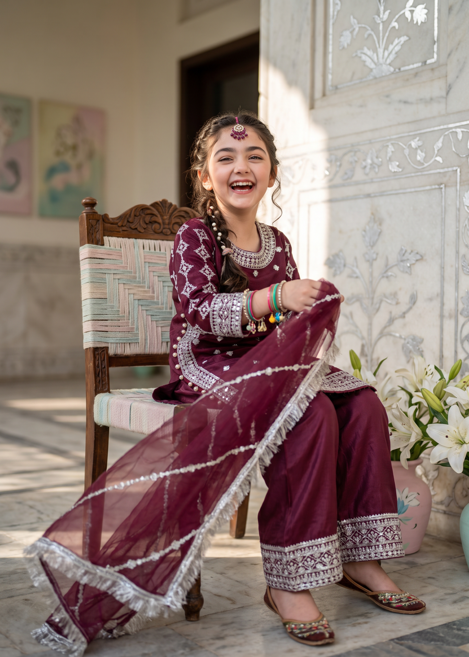 organza Kurta Set in Purple