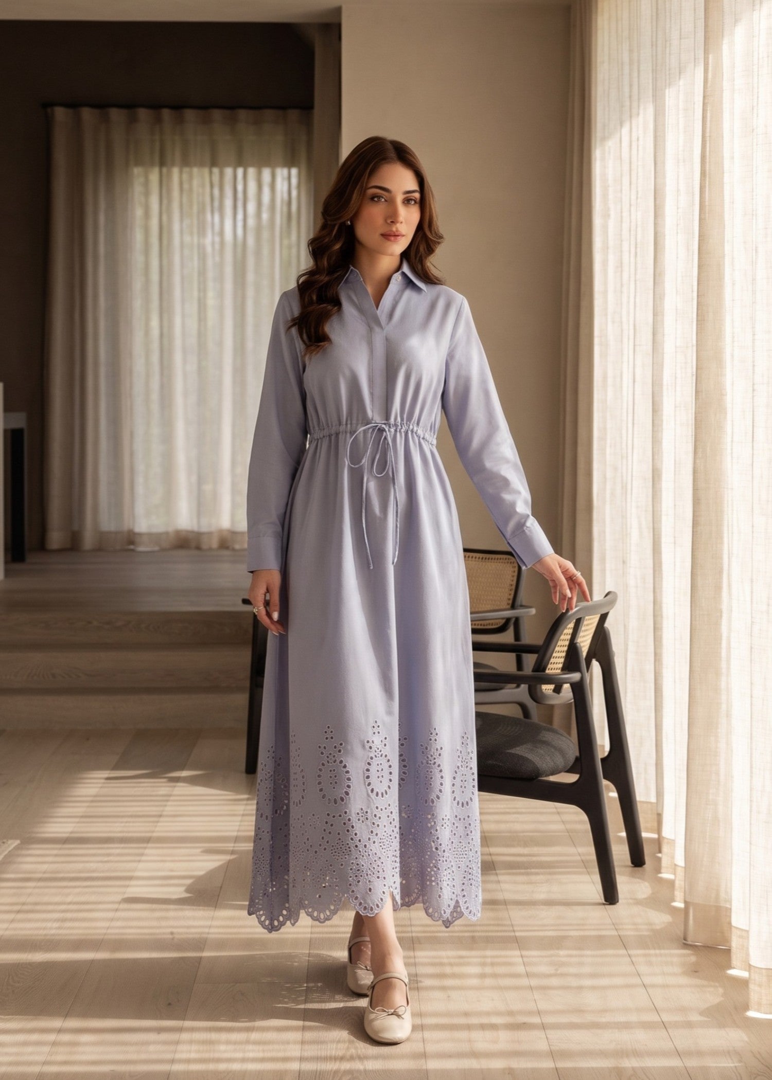 cotton Dress in Duck egg grey