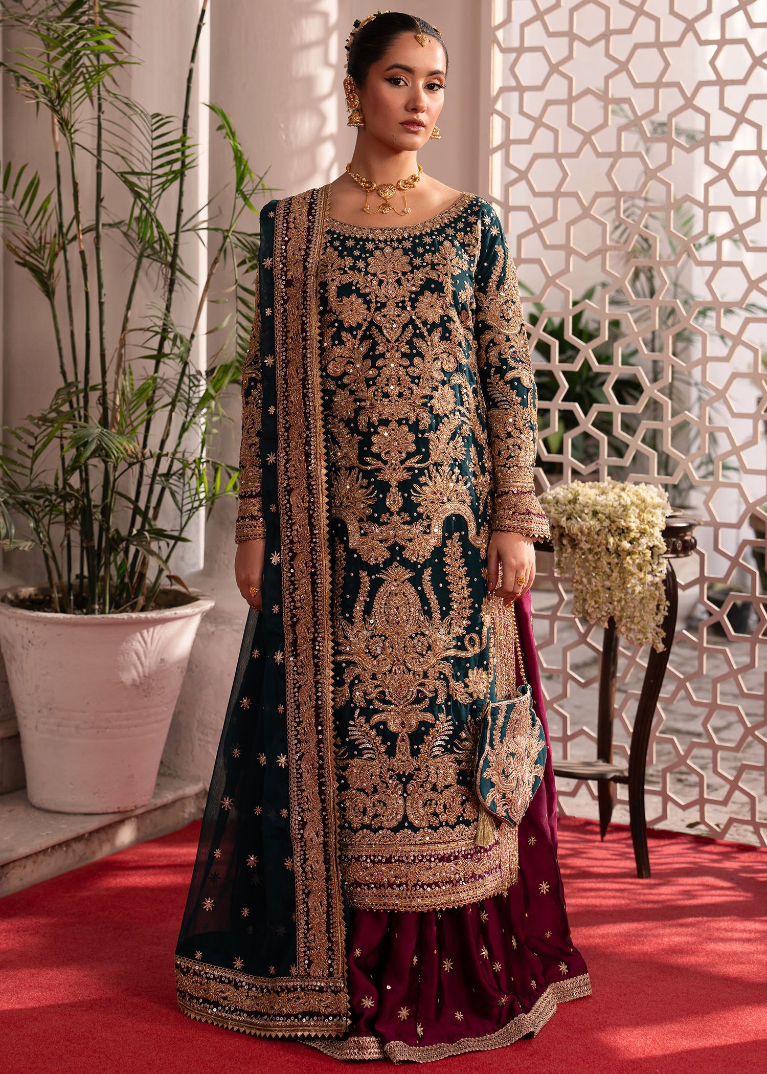 charmuse/shamooz Lehenga in Bottle green