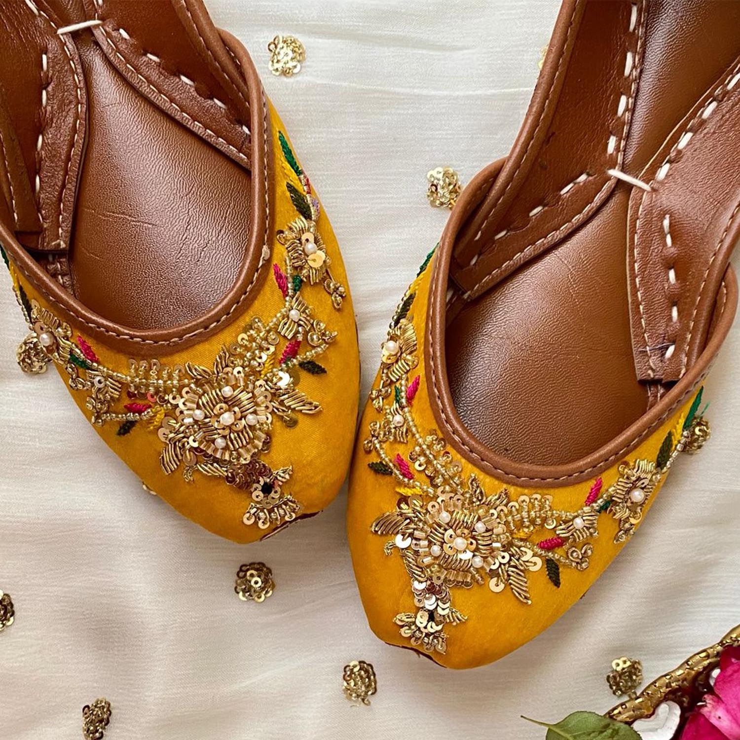 Khussa in Mustard by - High Quality Women Khussa LGQ1369