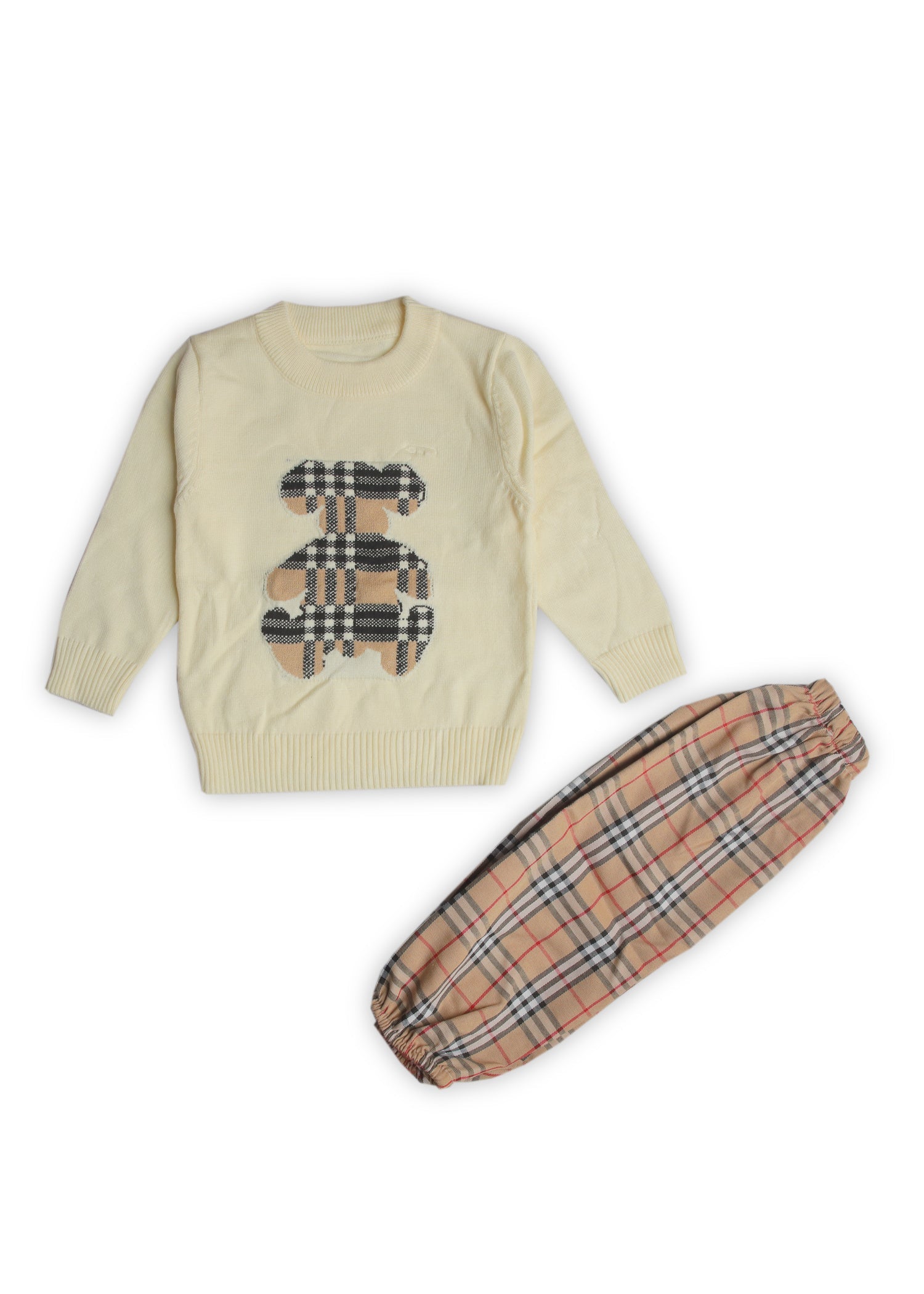 fleece jersey knit Tracksuit in Cream