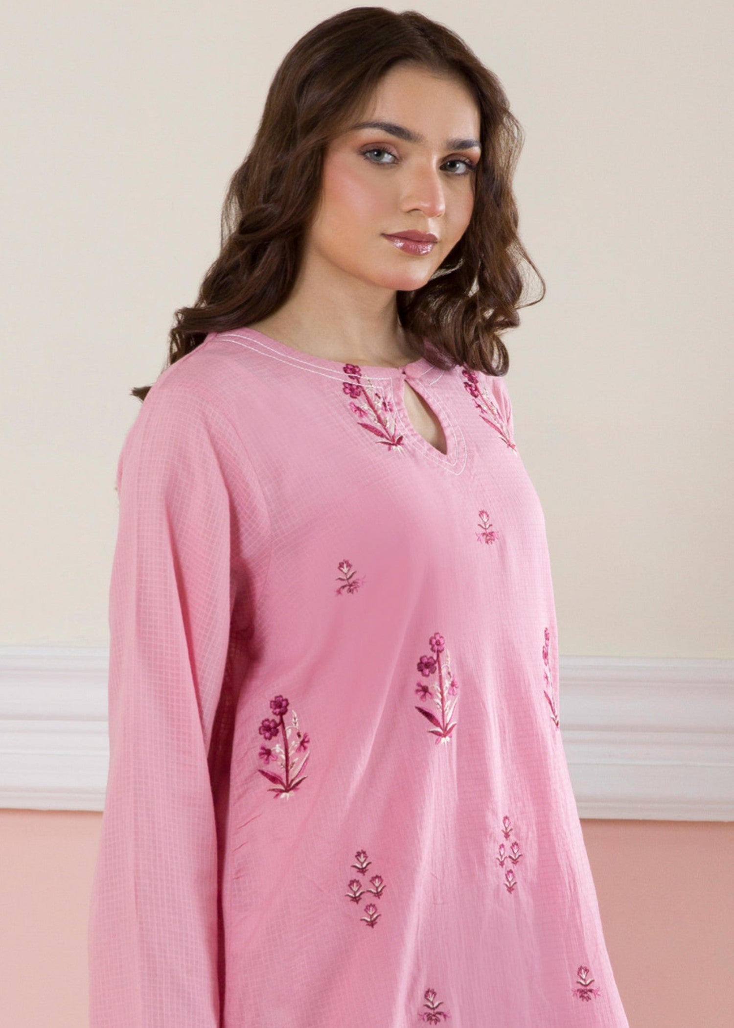 lawn Kurti in Pink