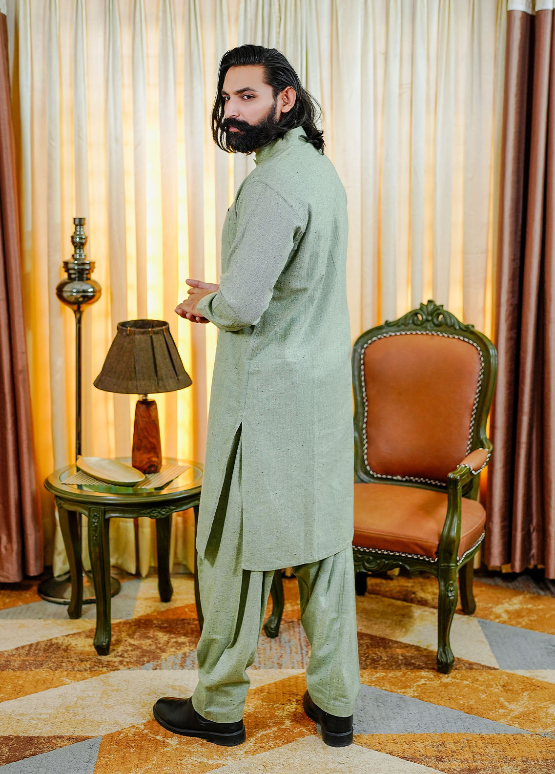 cotton viscose Shalwar Kameez in Green